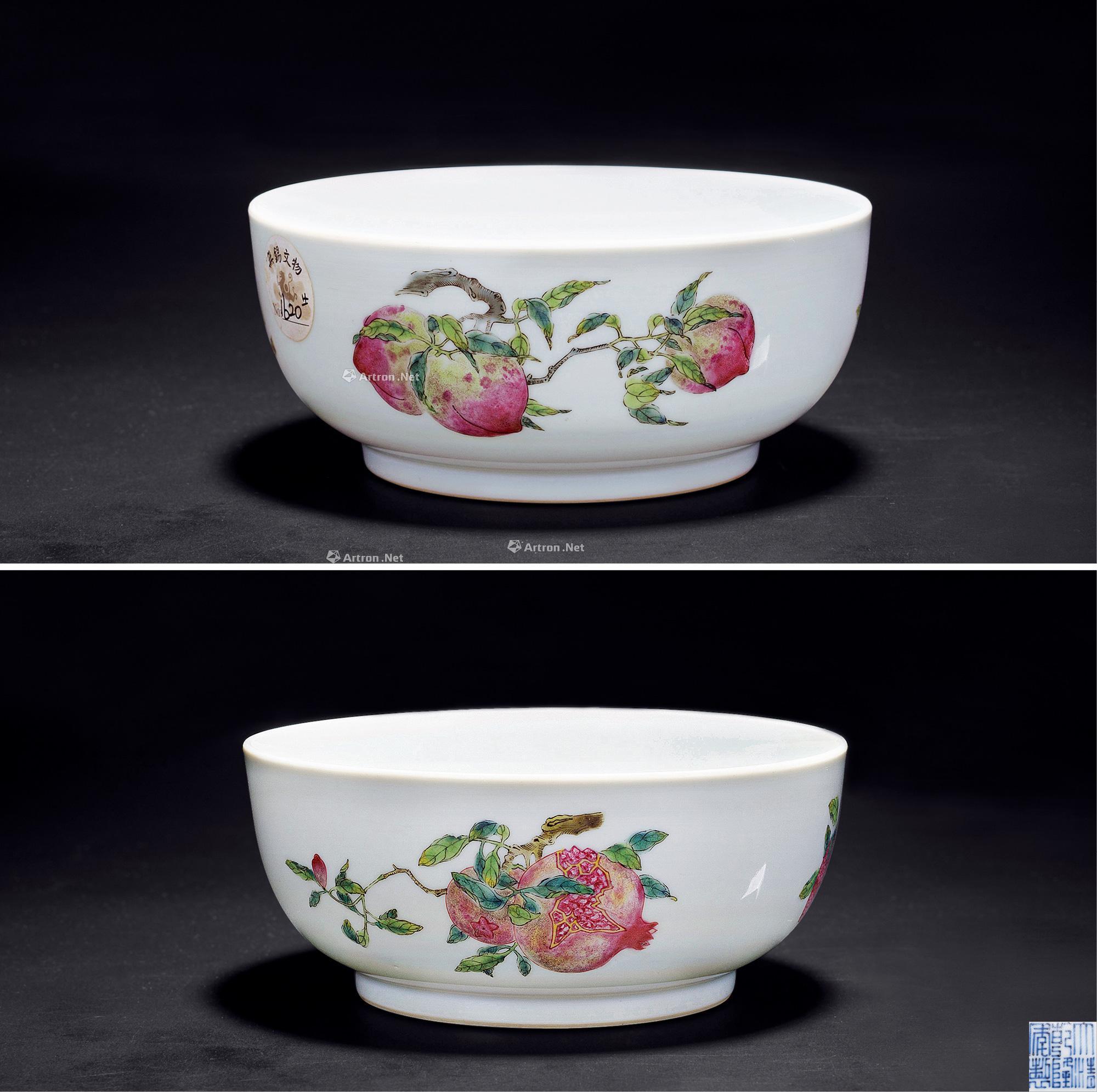 0239清乾隆粉彩三多墩式碗