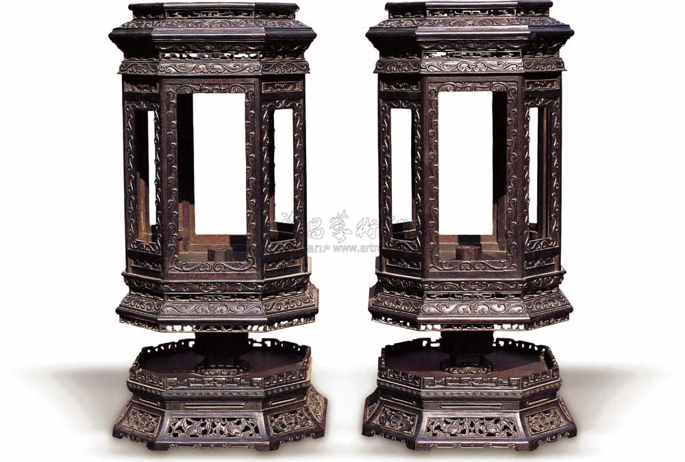 0047 紫檀灯笼架 (一对)