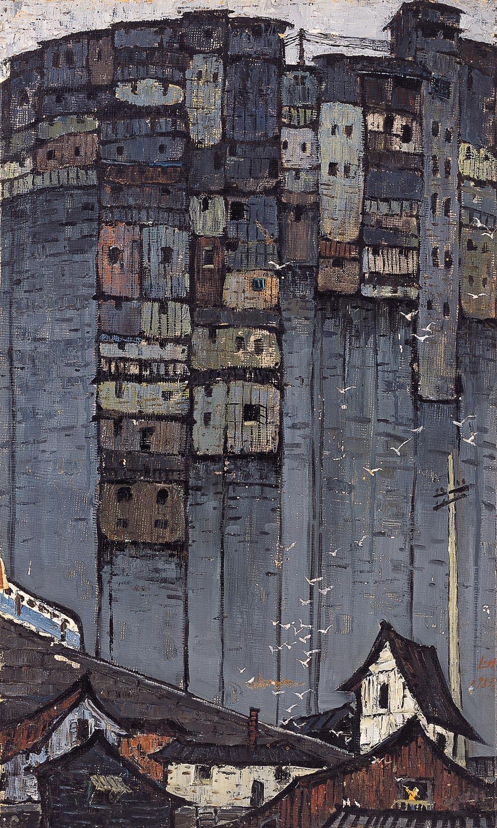 00291983年作风景纸本油画裱於木板上