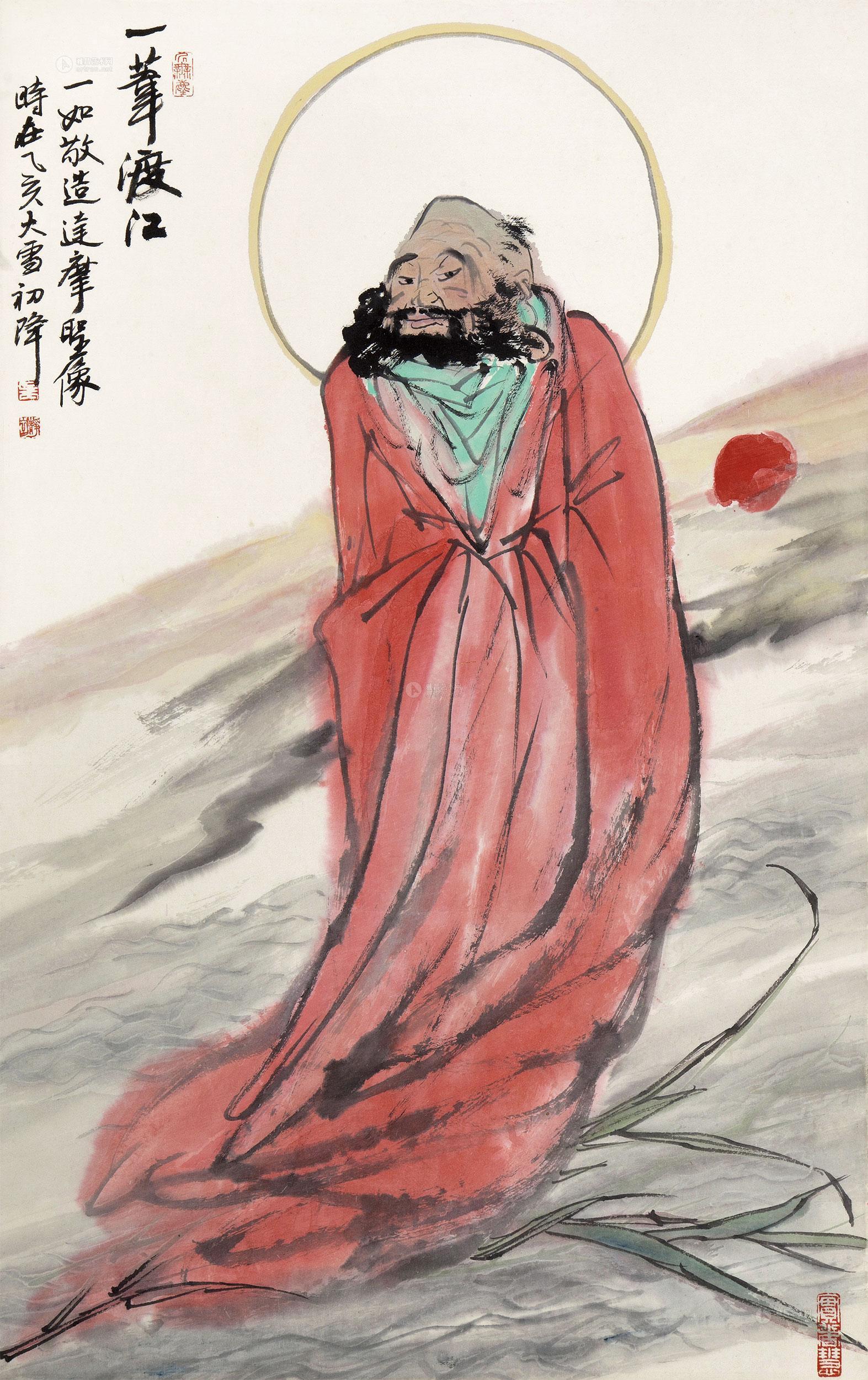 0426一苇渡江图立轴设色纸本