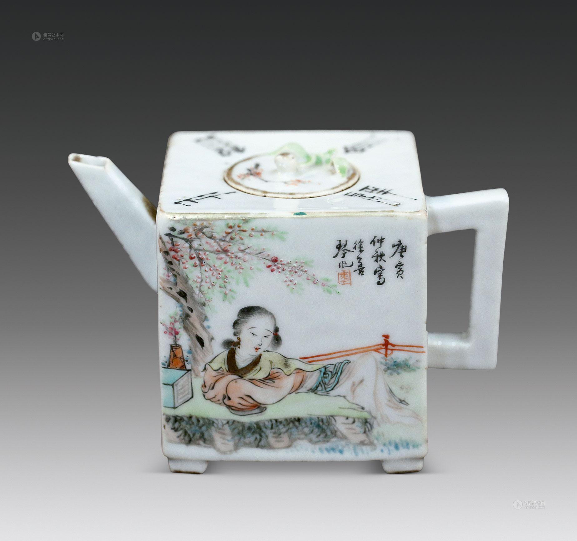 0116 清光绪庚寅年(1890年)作 徐善琴浅绛彩方壶