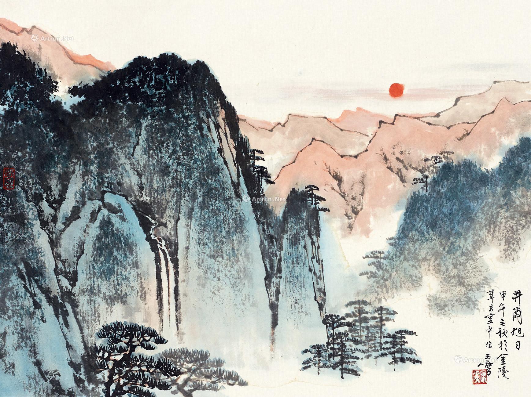 0449井冈山镜片设色纸本