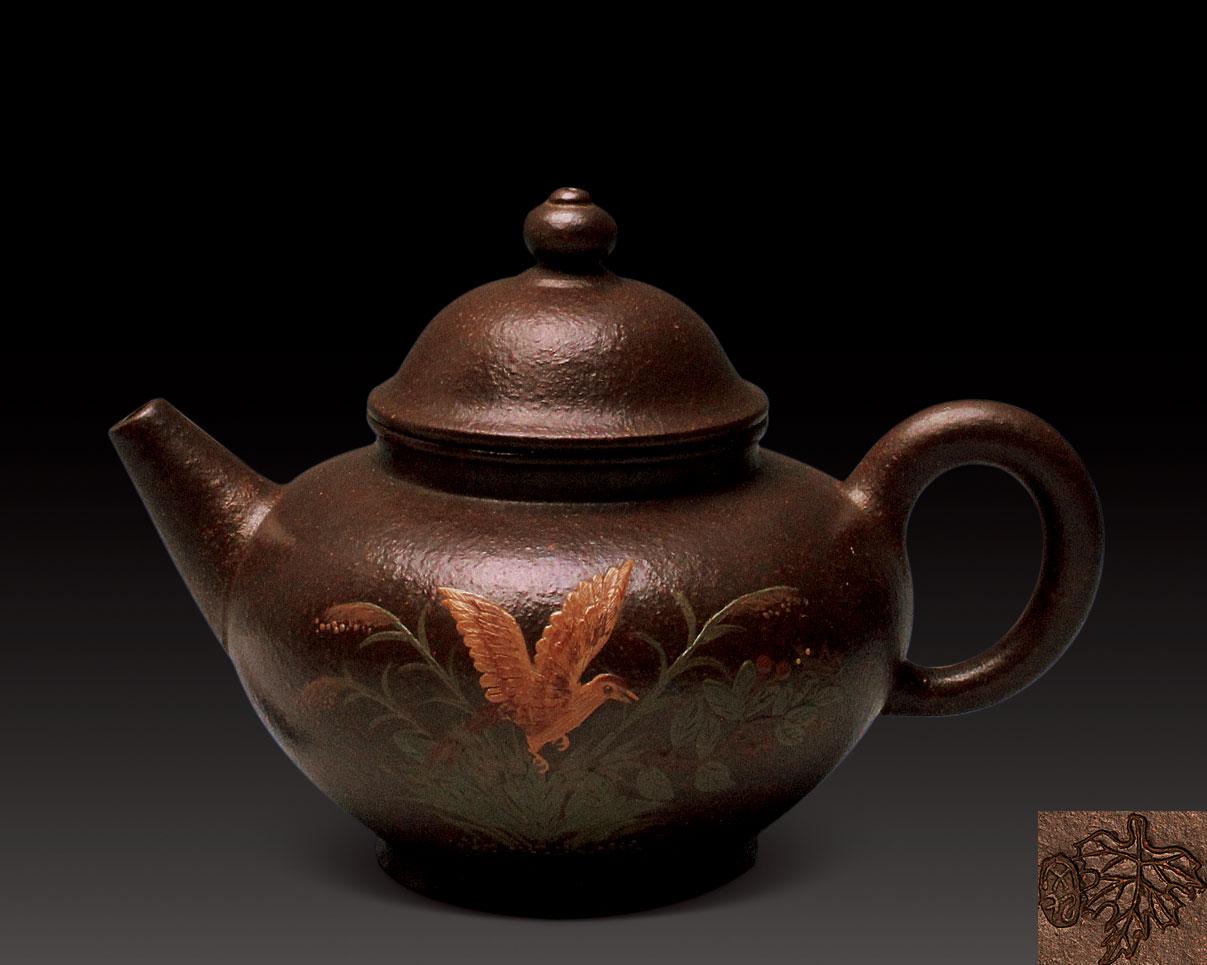 0400 民国 紫砂泥绘掇只壶