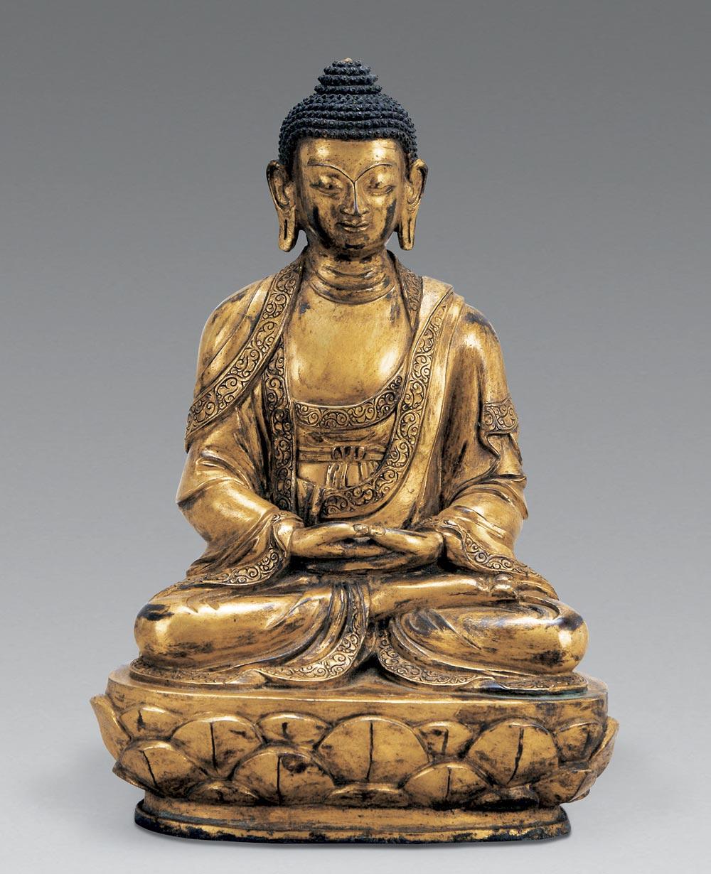 铜鎏金阿弥陀佛像-古董文玩 书画-雅昌拍卖