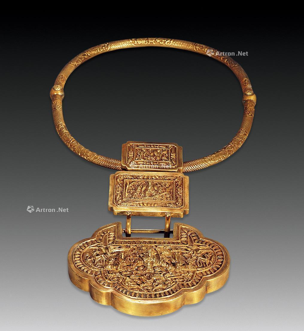 018620世纪铜鎏金如意太平锁