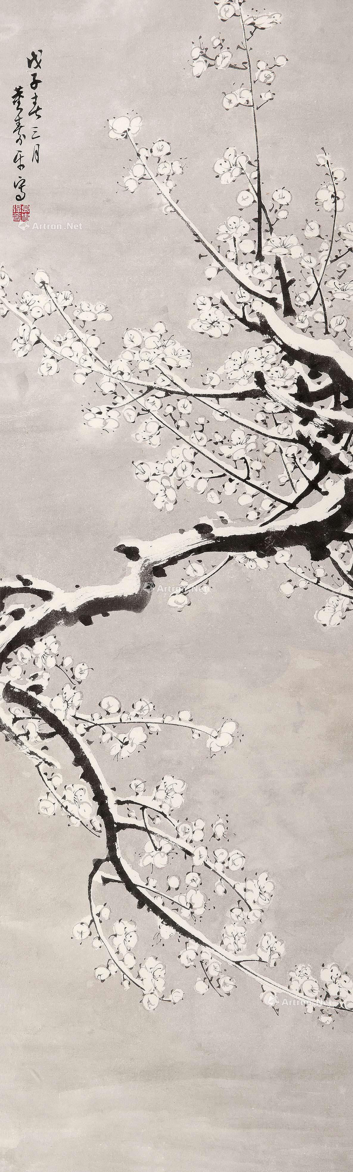 00051948年作雪梅镜心水墨纸本