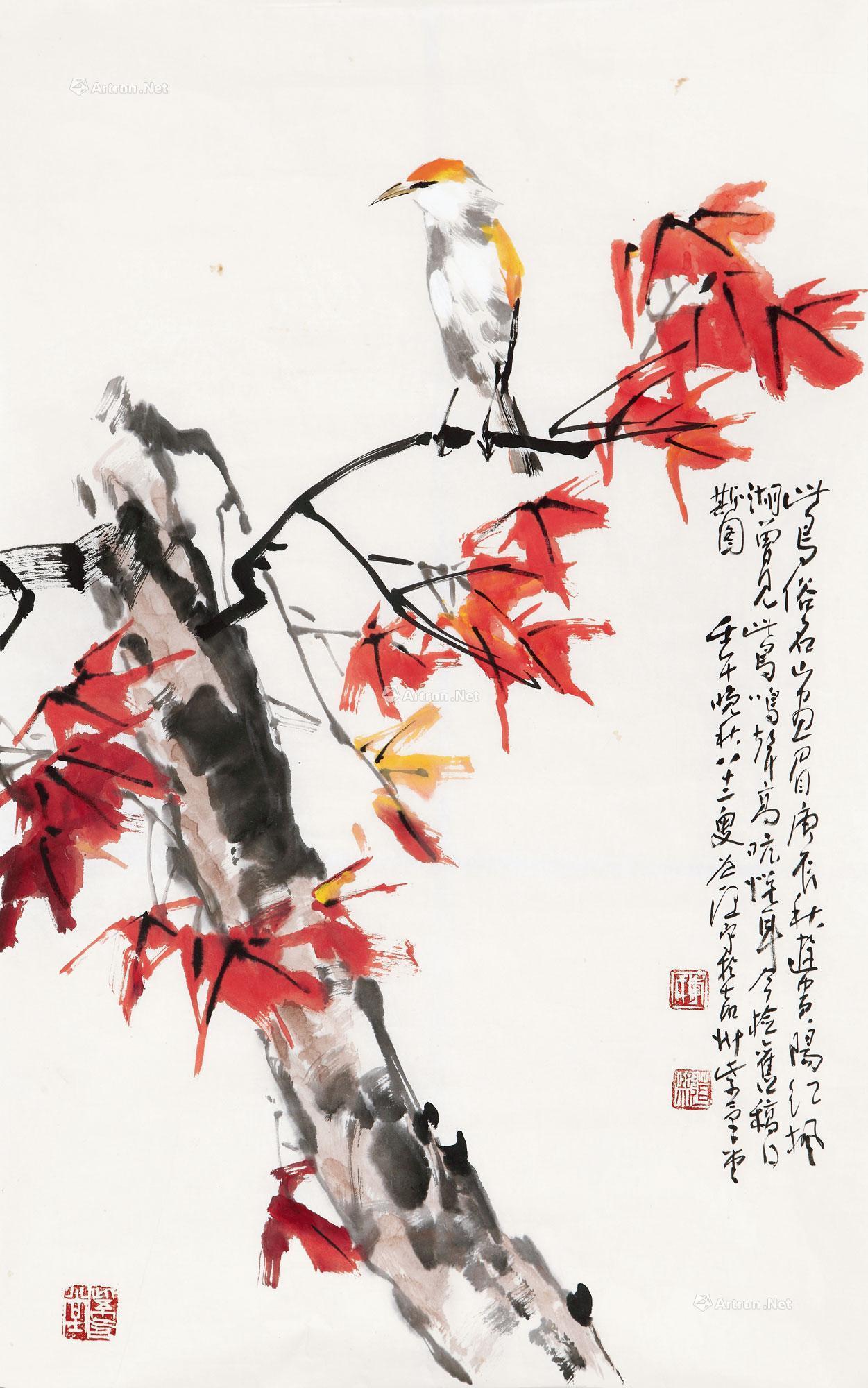 0193 2002年作 红枫 镜心 设色纸本