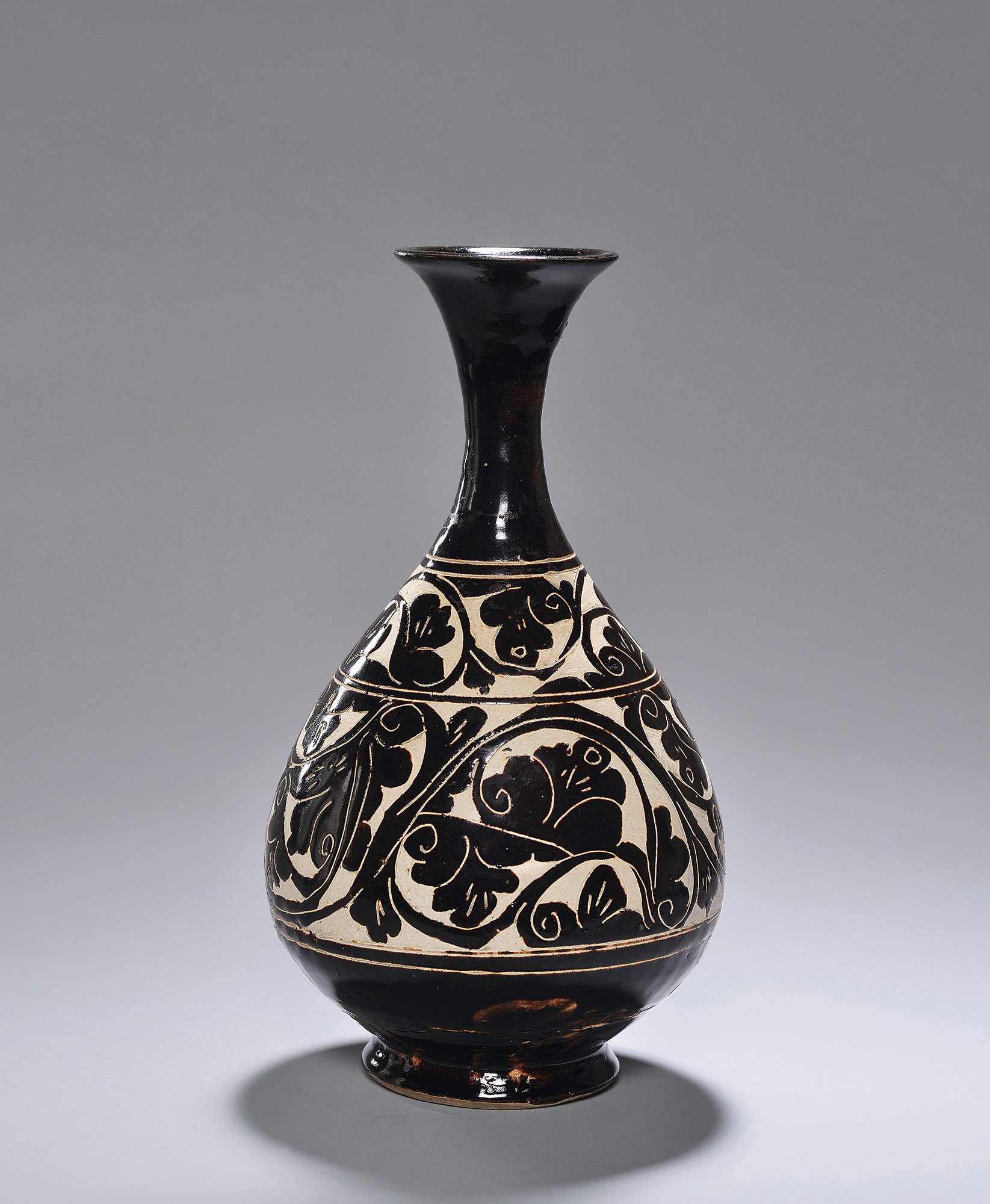 磁州窑白底黑花玉壶春瓶-"稽古"——宋代瓷器,铜器