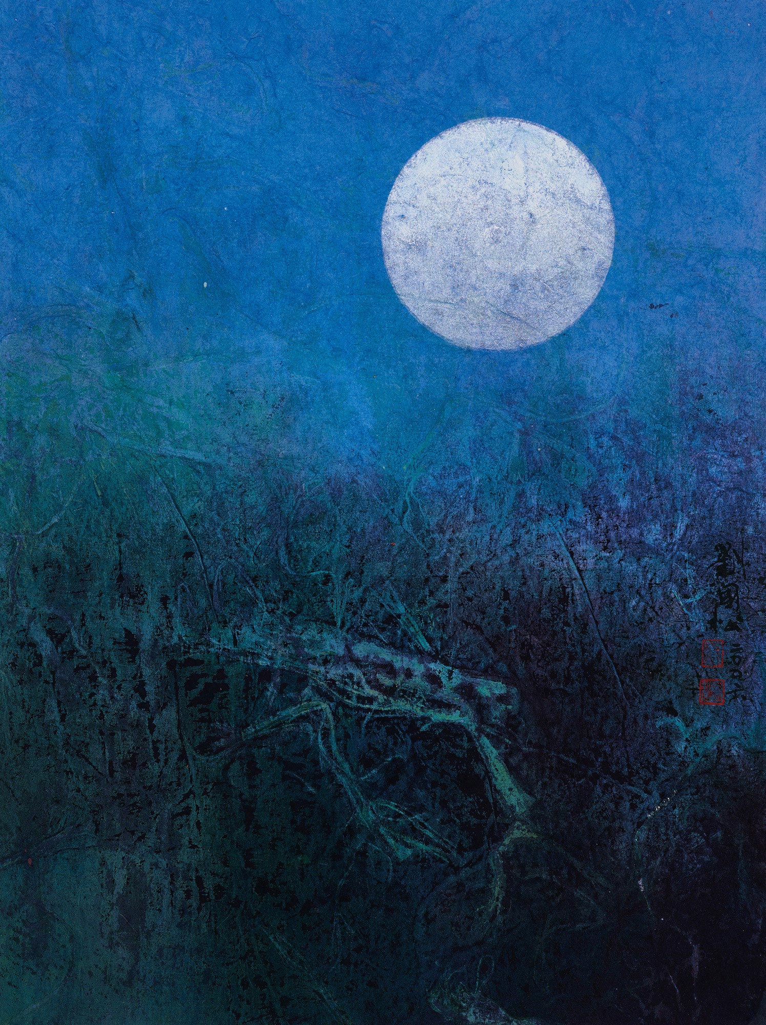 01232006年作清晨的月亮水墨设色纸本