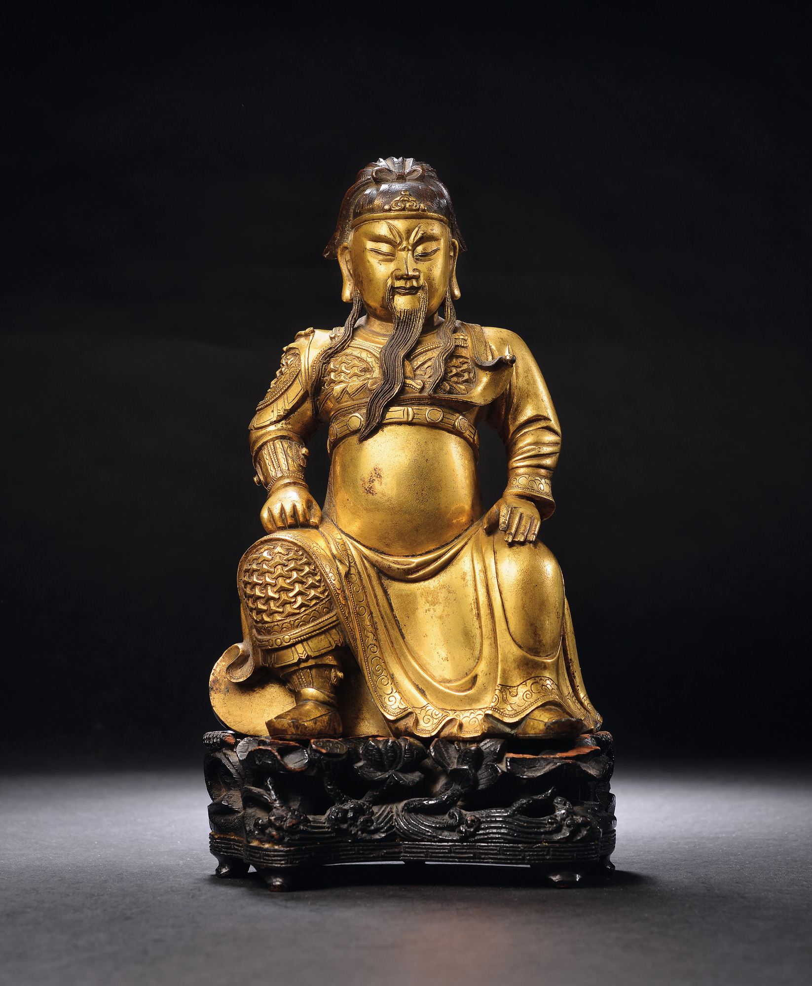 3226 明中期 铜鎏金关公