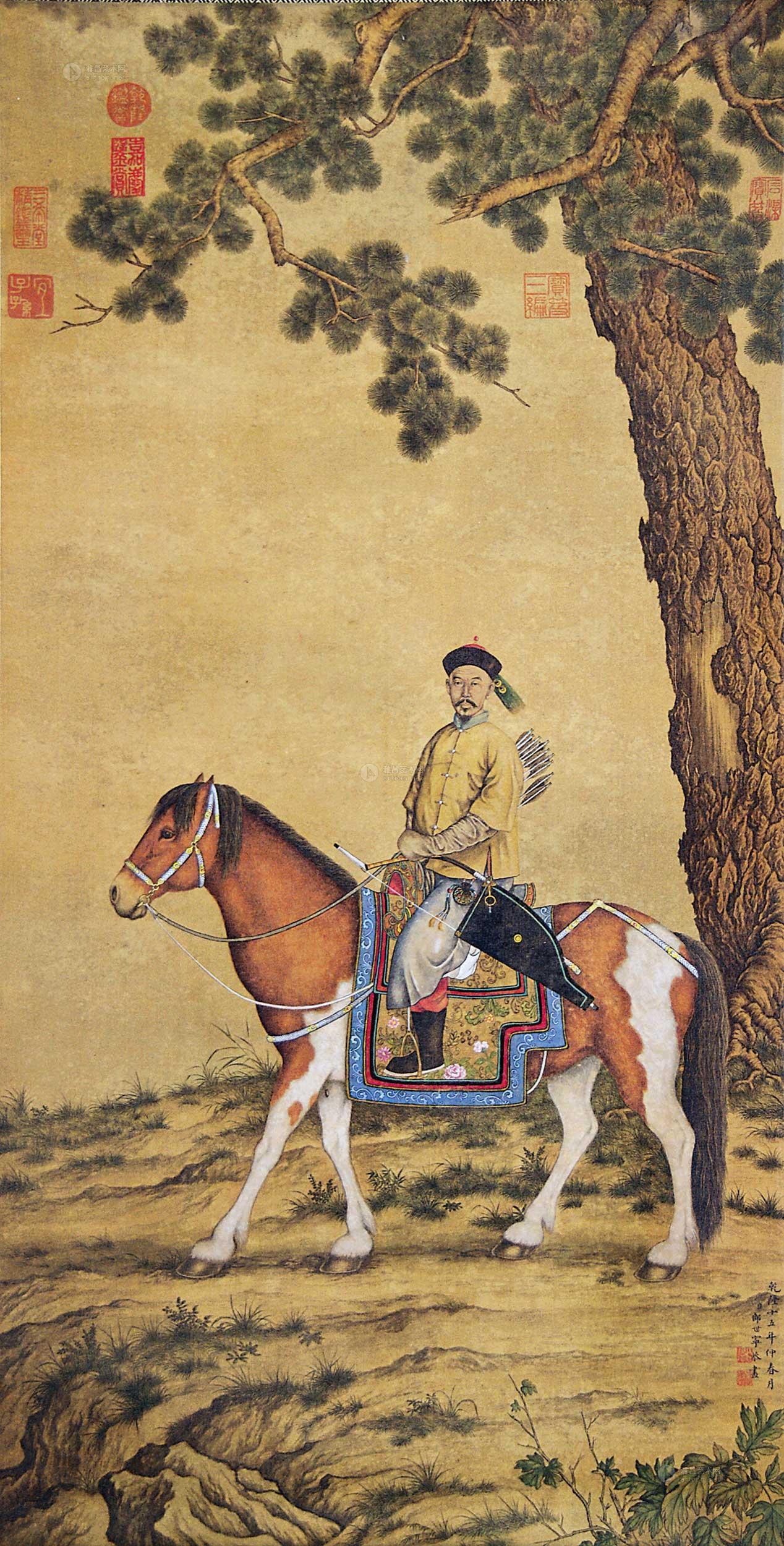 0374乾隆狩猎图立轴设色纸本