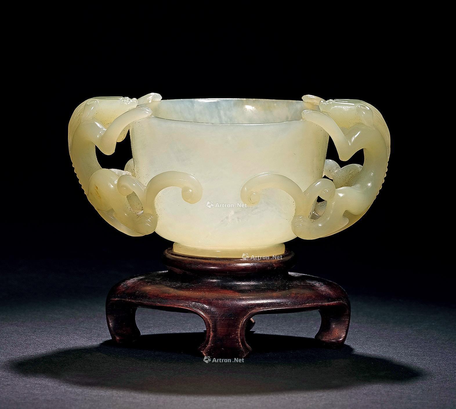 白玉双螭耳杯-撷古·古董珍玩专场-雅昌拍卖