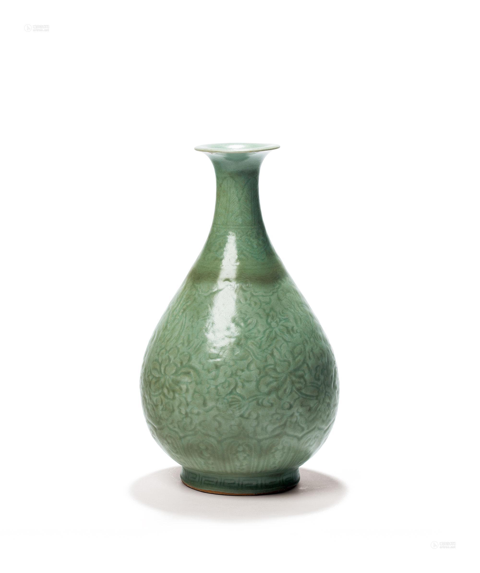 龙泉暗刻花卉玉壶春瓶-书窗雅事-古董珍玩专场-雅昌拍卖