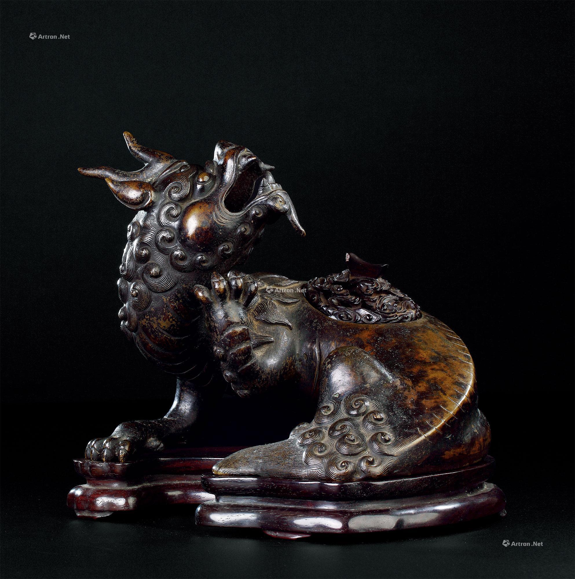 0390明铜雕鱼化龙香熏