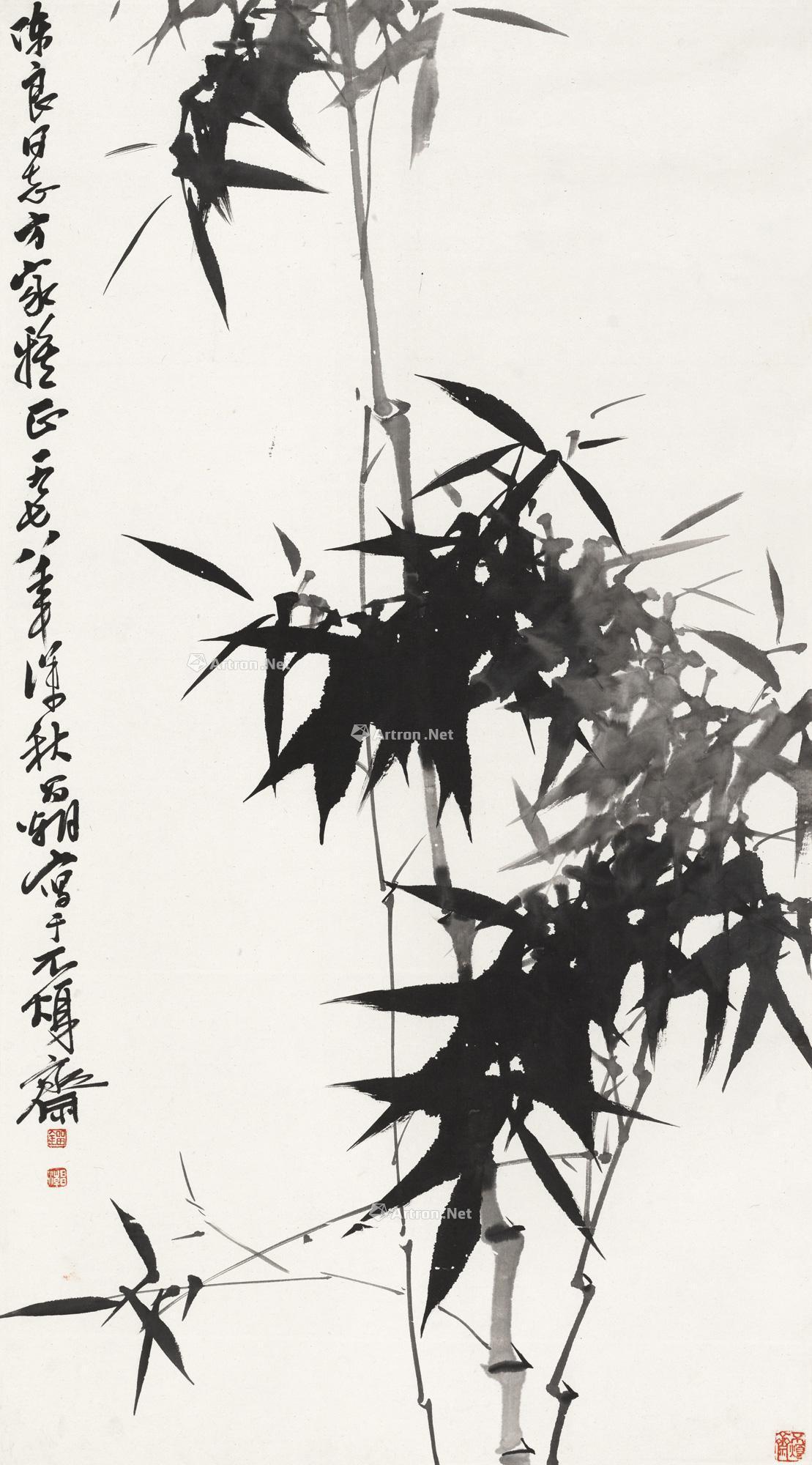 0096墨竹立轴水墨纸本