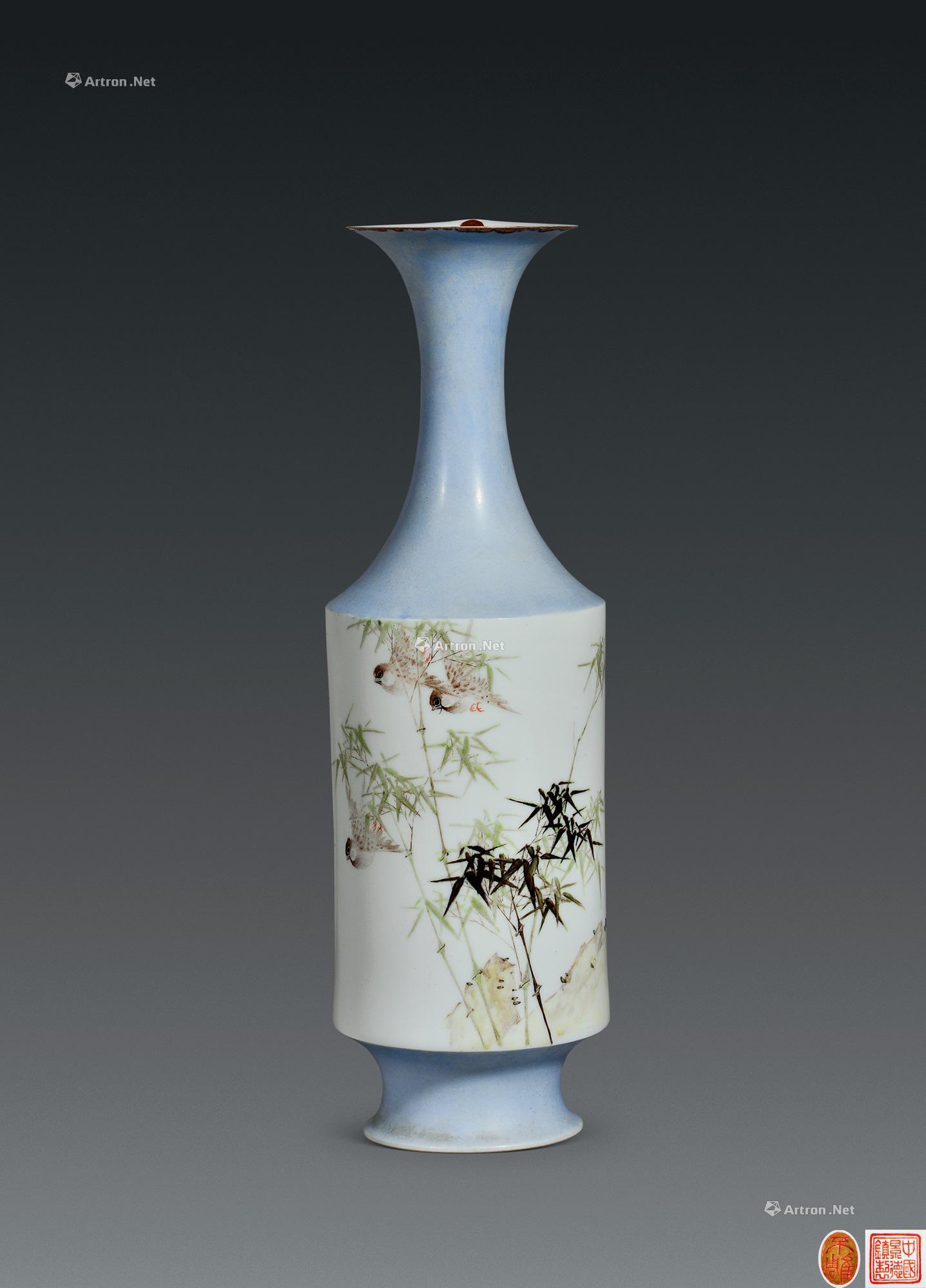 2140 1984年(甲子年) 邹甫仁 绕林飞粉彩瓷瓶