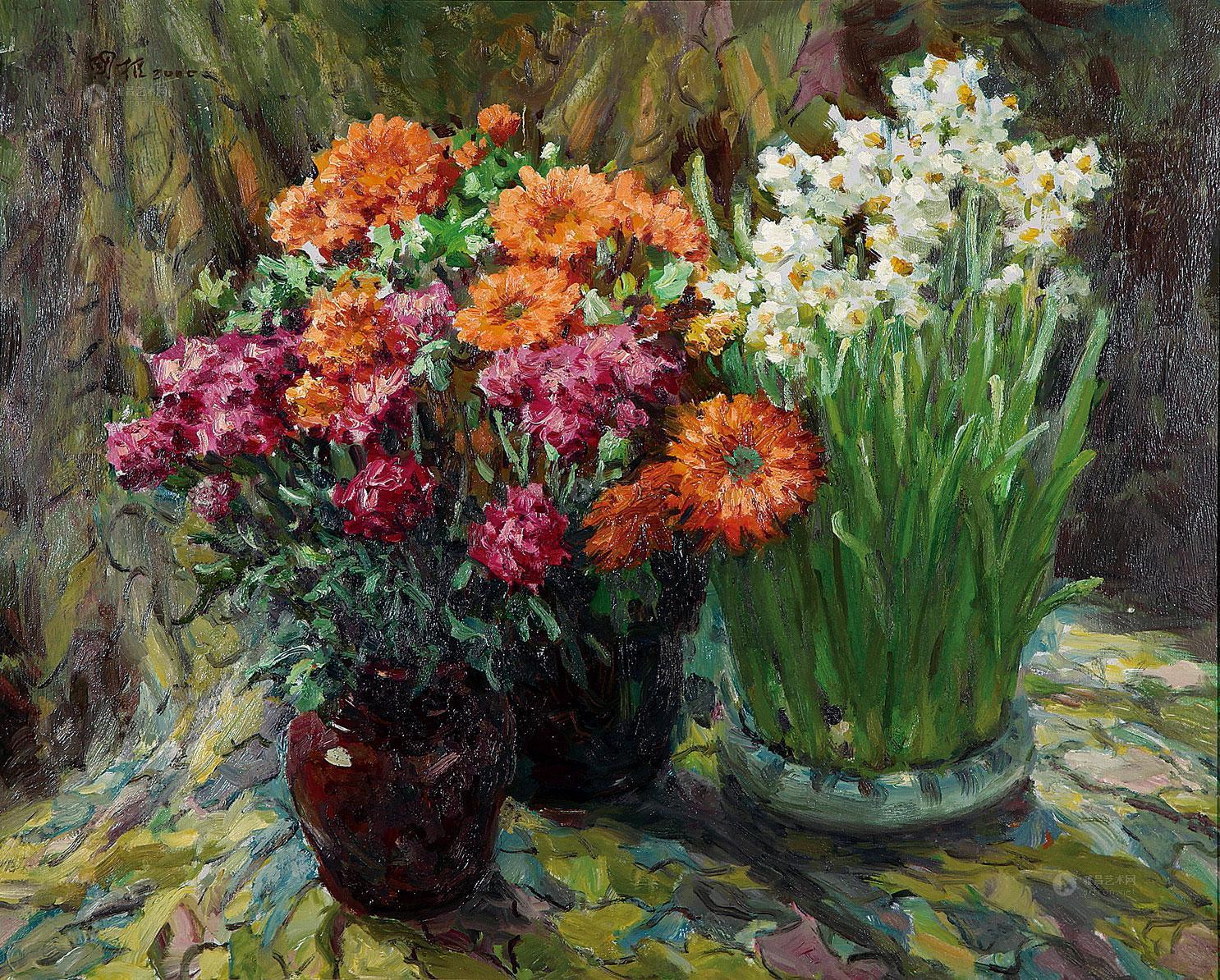 0037 2000年作 水仙花 布面油画