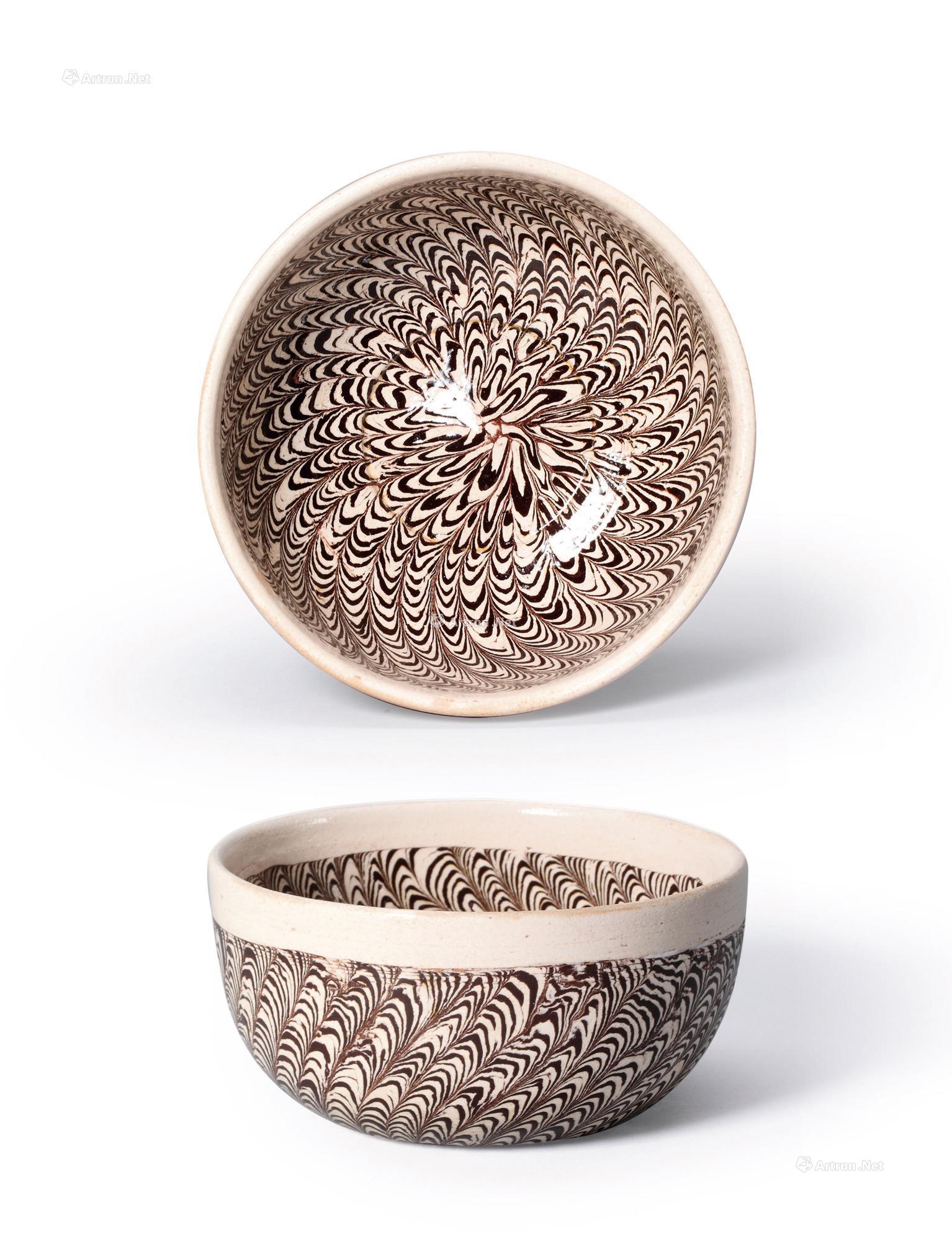 1915宋当阳峪窑绞胎羽毛纹小钵