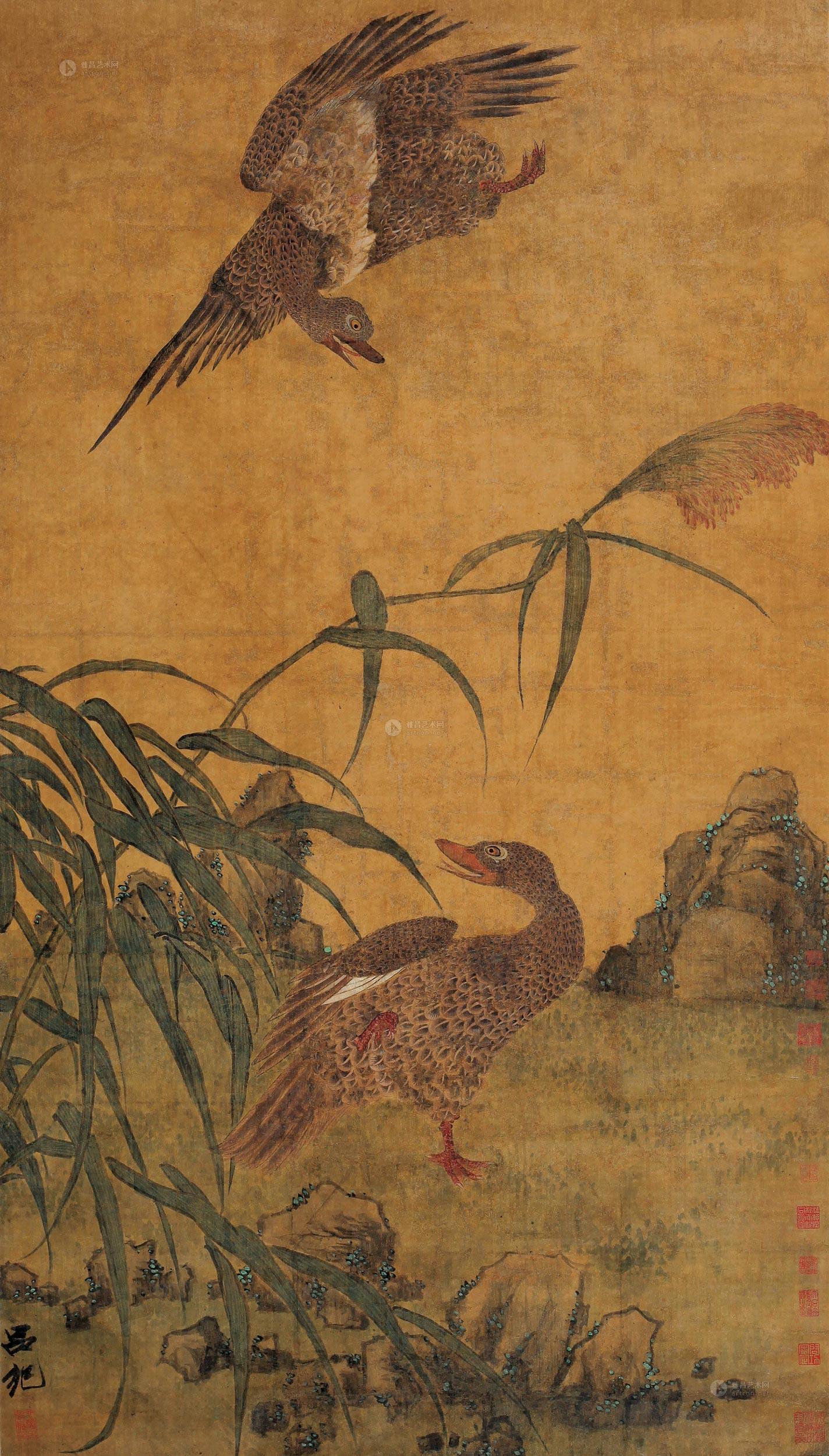 0606双雁立轴绢本设色