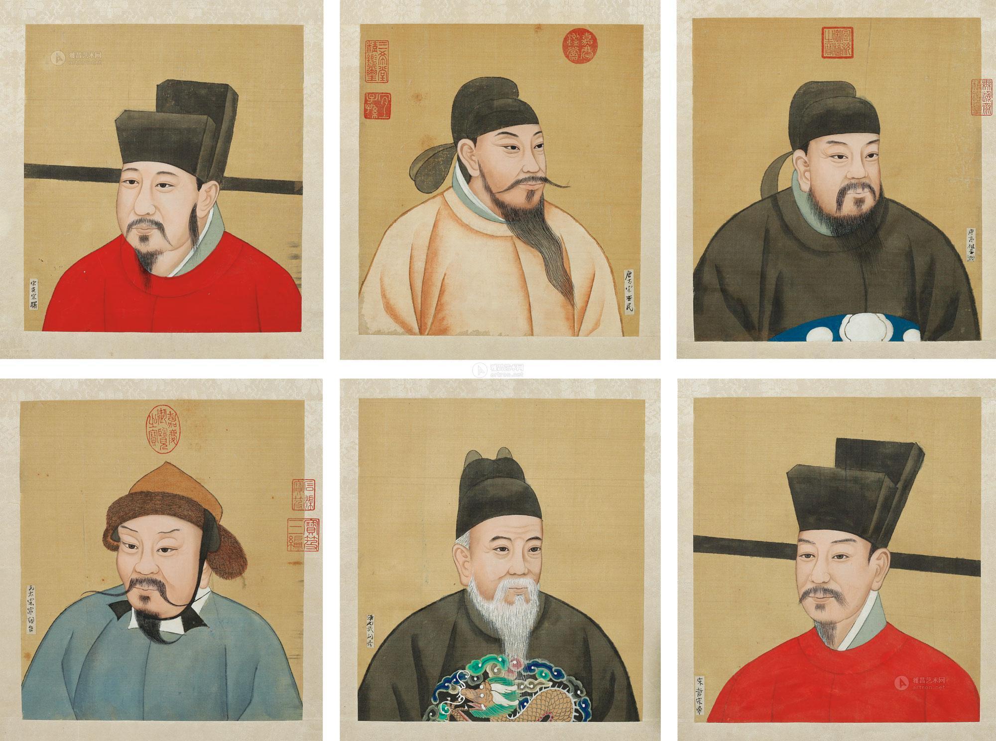 4129 皇帝像 (六帧) 镜心 绢本设色