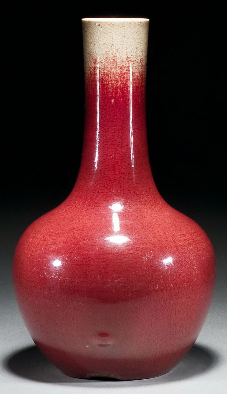 1164清钧红釉天球瓶