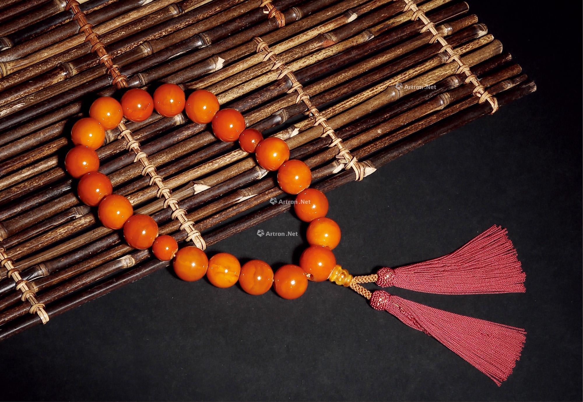 0024清初蜜蜡十八子手串