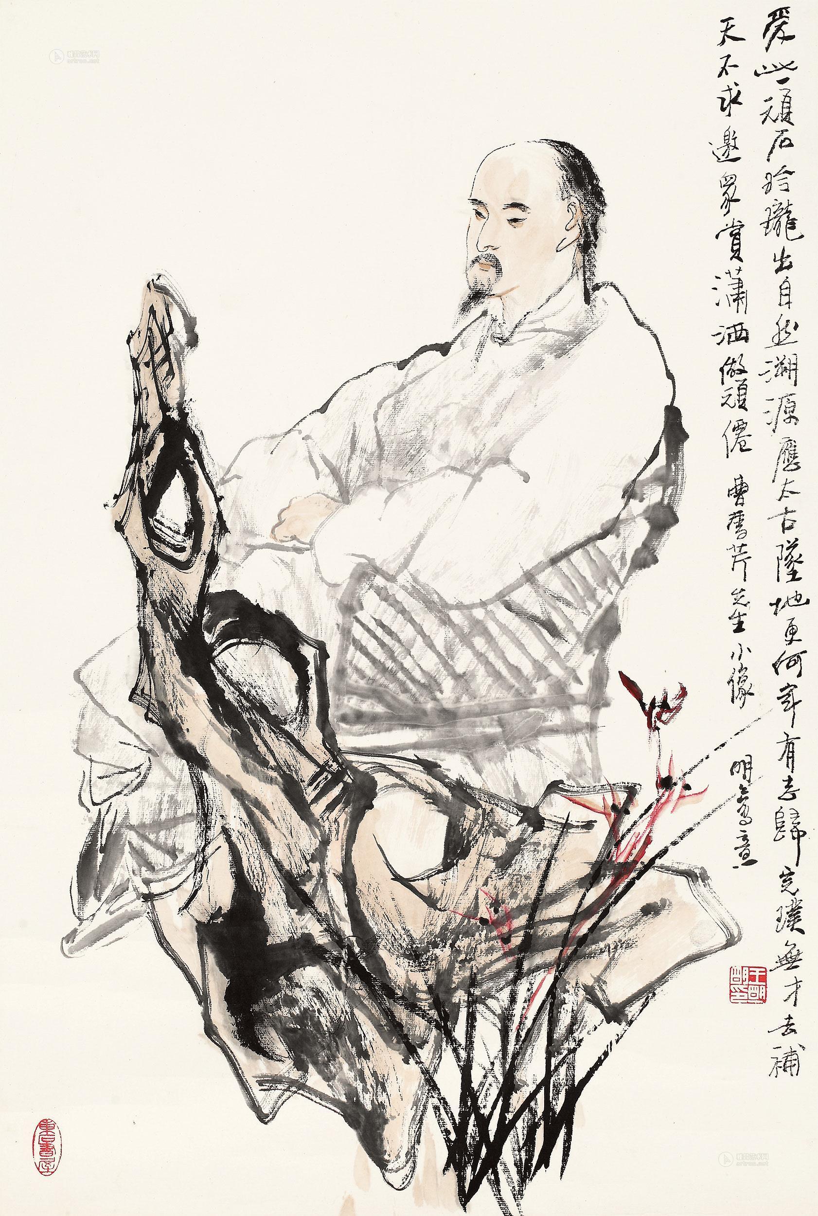 0009曹雪芹像立轴纸本