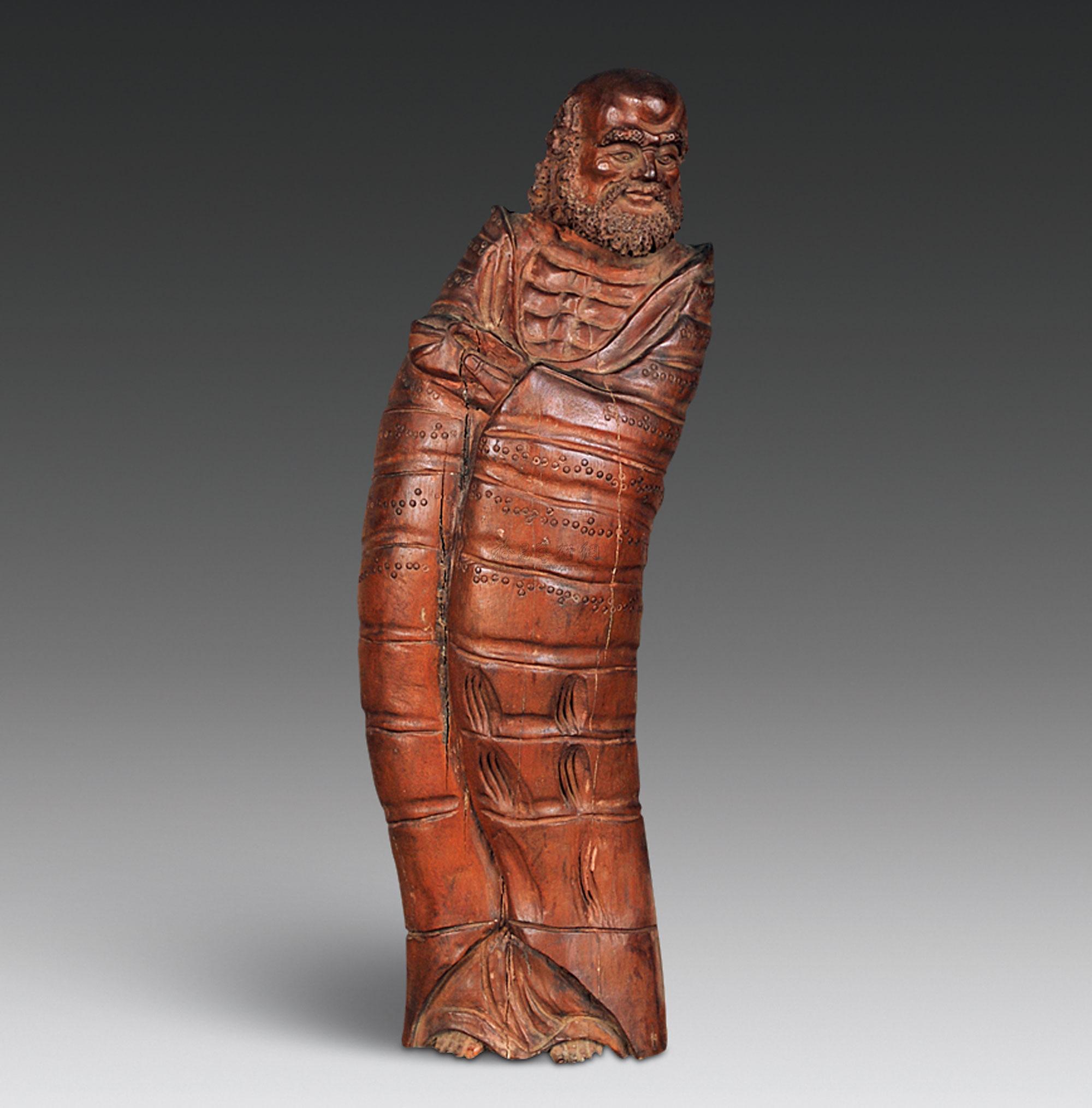 0049 清 竹根雕达摩立像