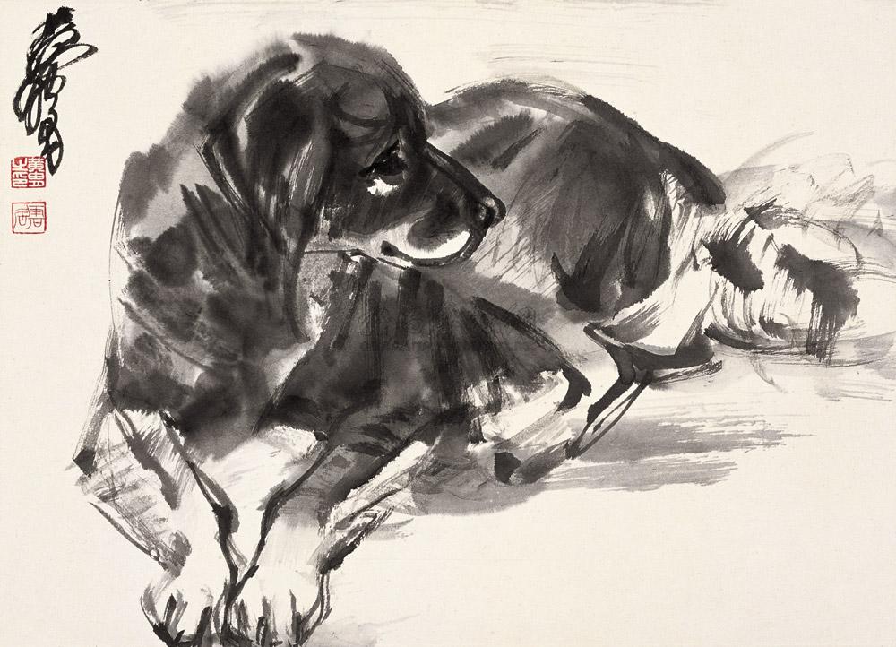 图片中的放大镜,支持鼠标滚轮缩放区域大小0006黄胄 狗 镜心