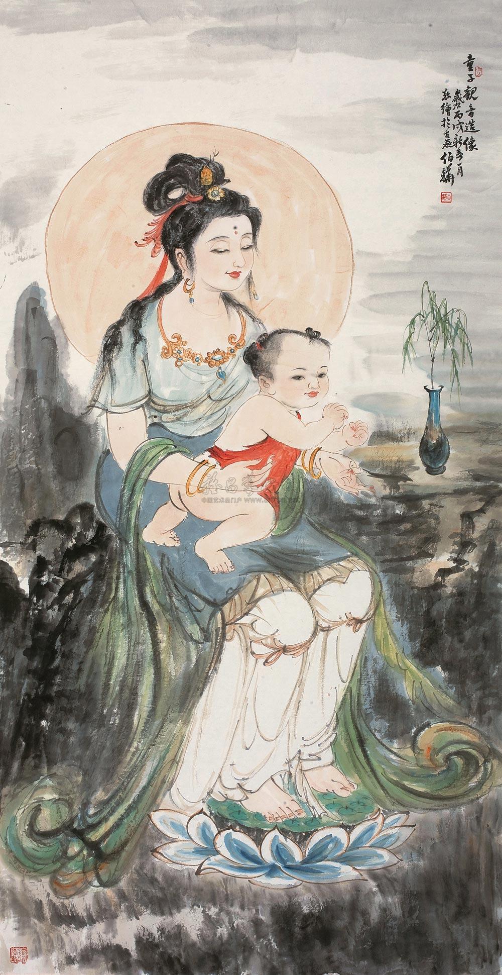 01372006年作童子观音像镜心纸本设色