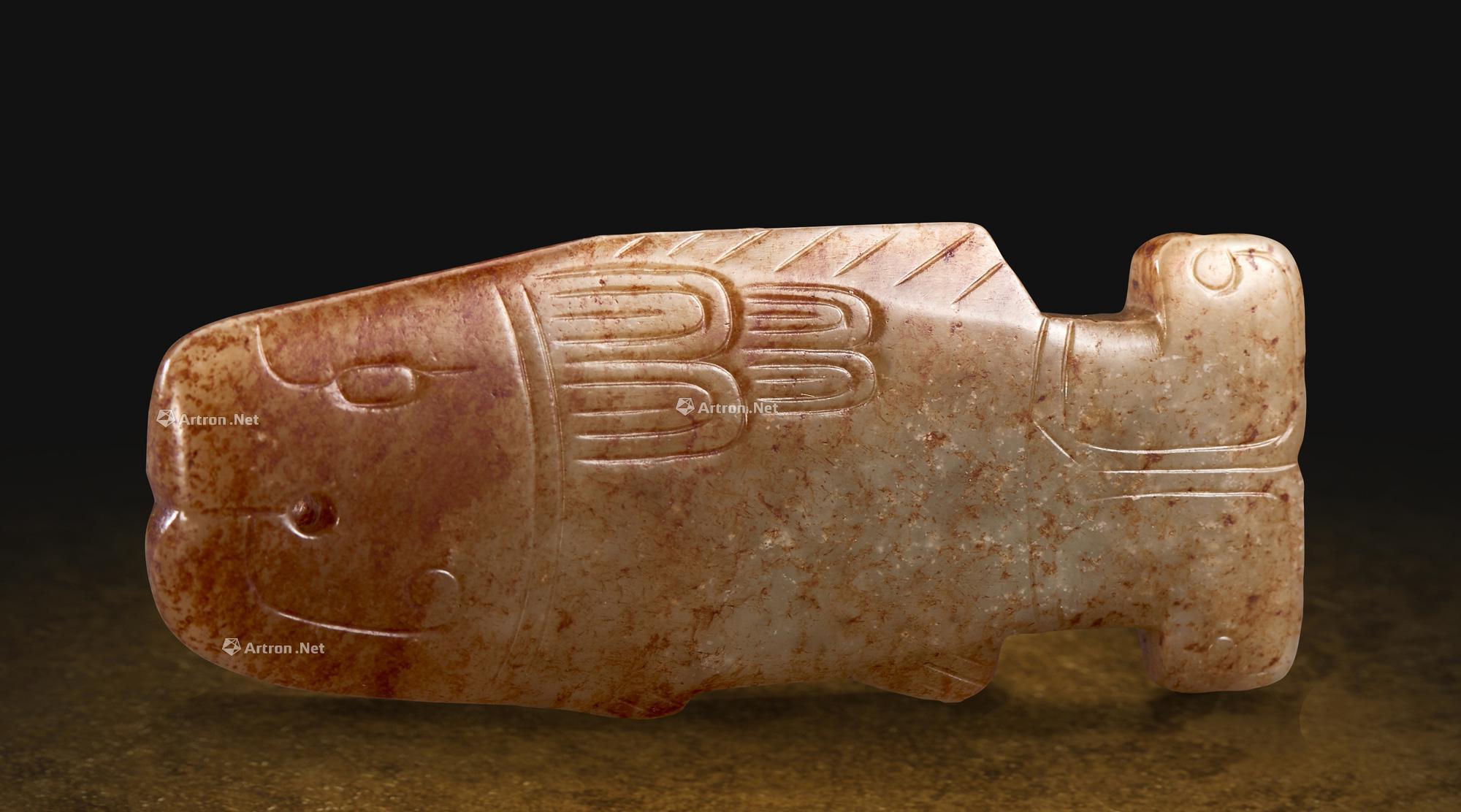 6307 唐 白玉带红沁「鱼符」