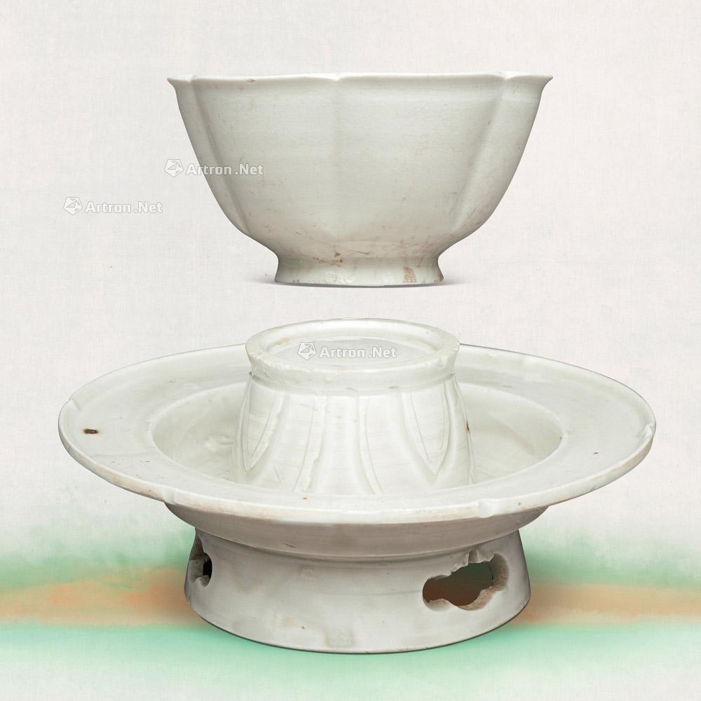 8040北宋定窑白釉酒杯配盏托