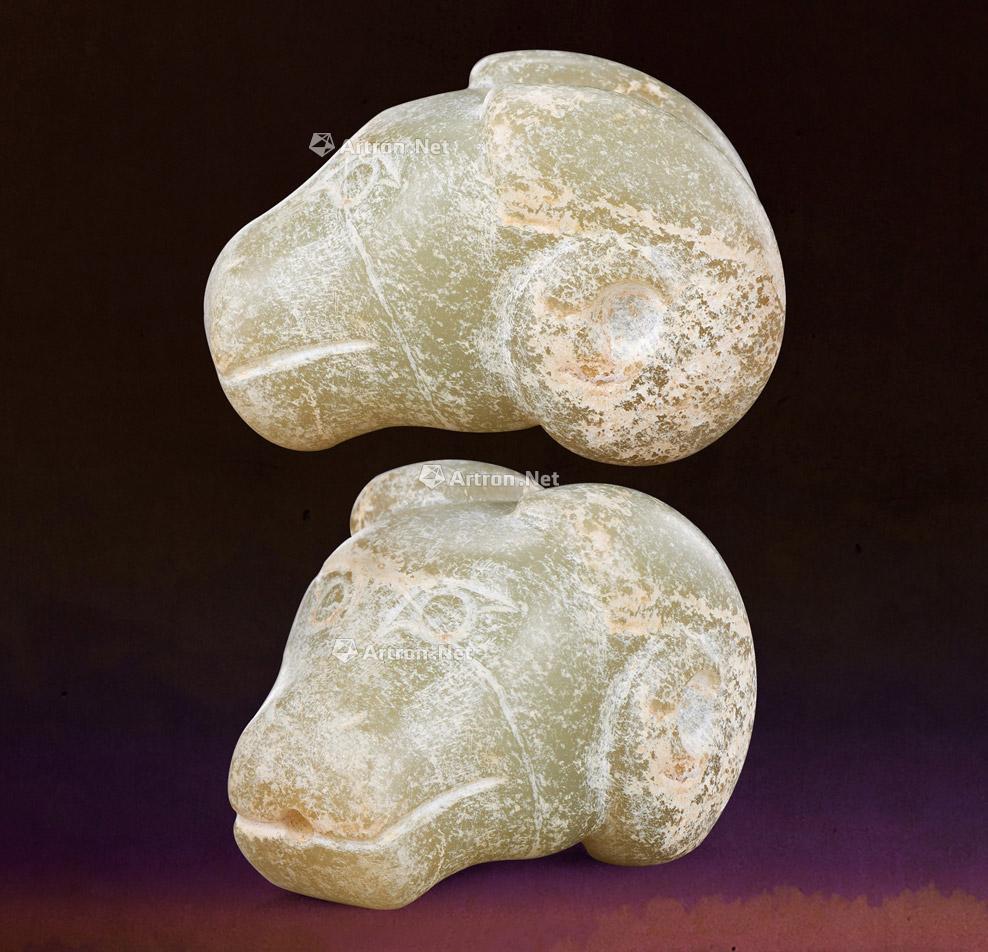 8549西周白玉带灰皮羊首