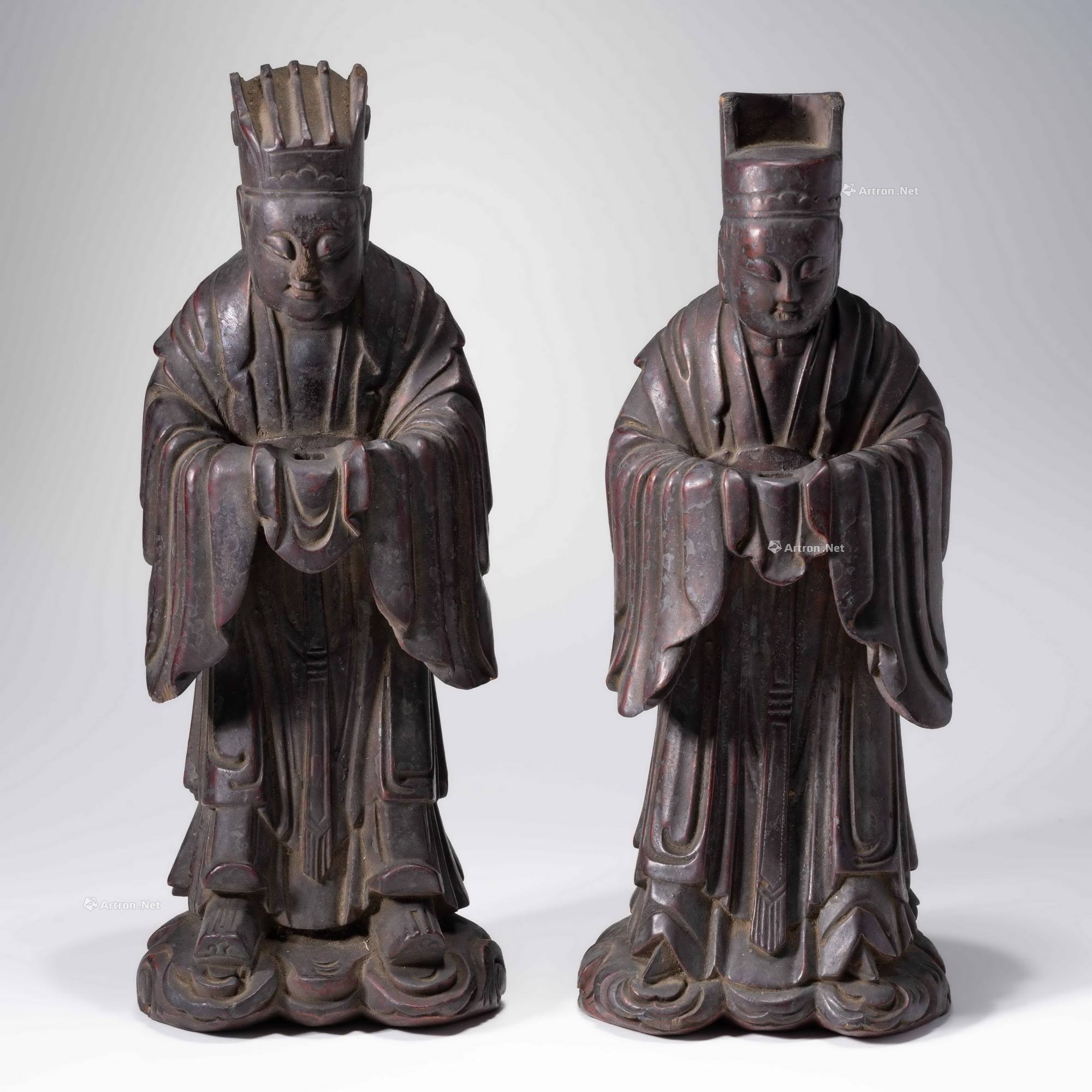 髹漆木雕文官立像2点-九州岛厳选200件第七回 无底价专场-雅昌拍卖