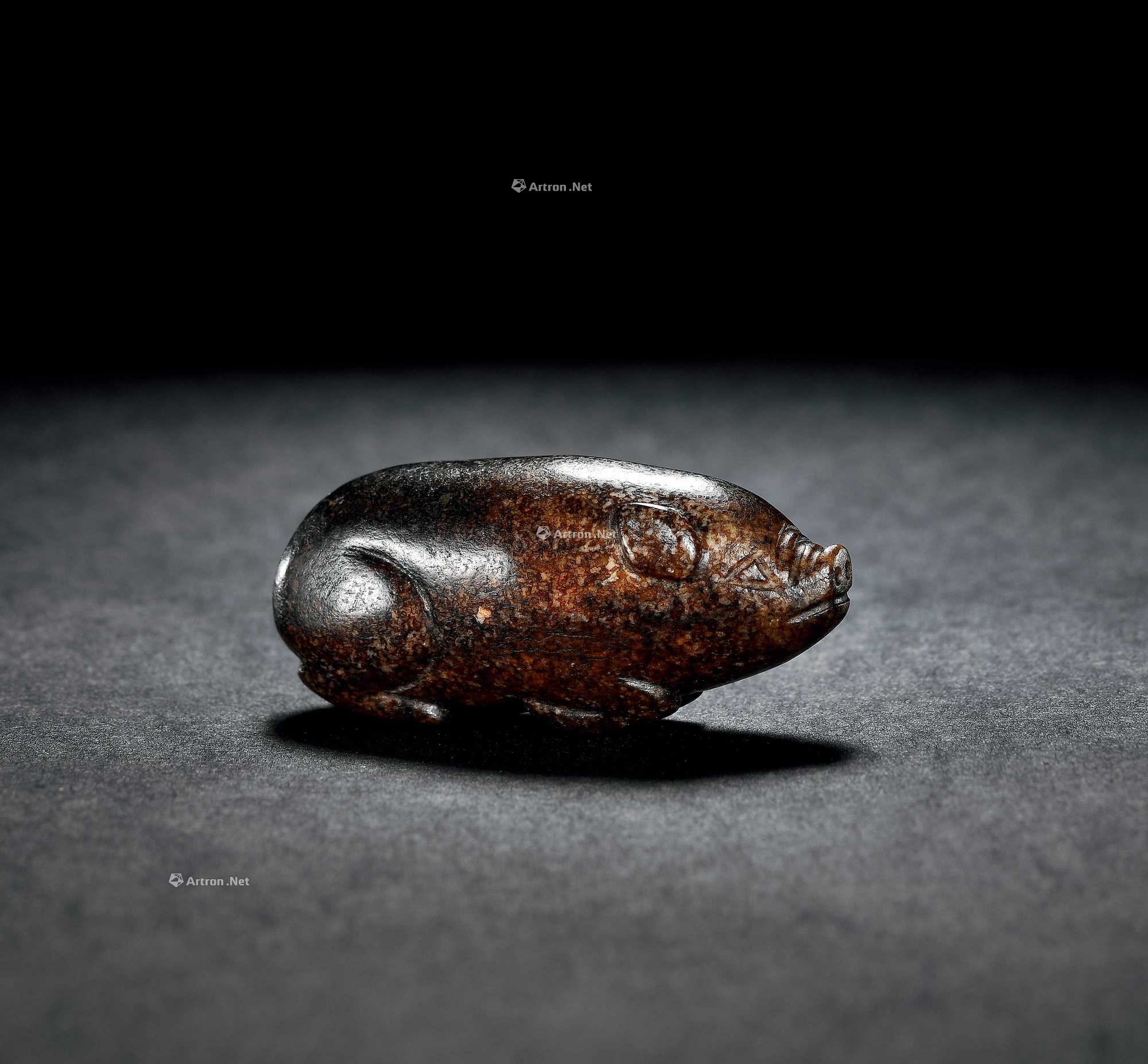 黑漆古圆雕玉猪-琢古—中国古代玉器-雅昌拍卖