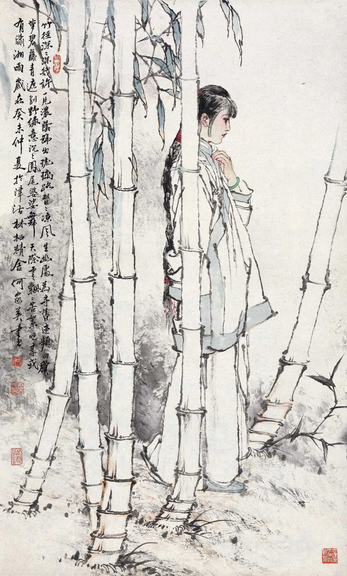 Female Figure and Bamboos