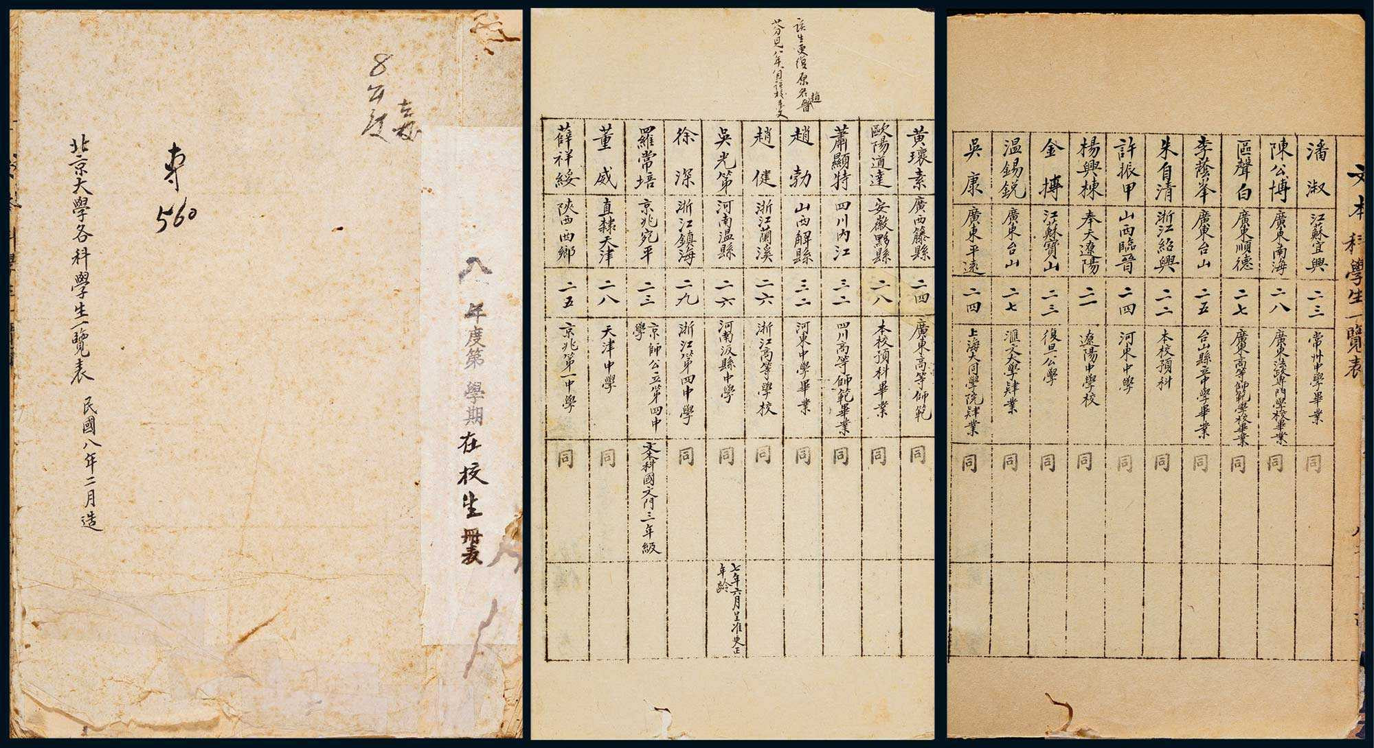 One volume "Peking University Student List in Various Disciplines" in the eighth year of the Republic of China (1919)