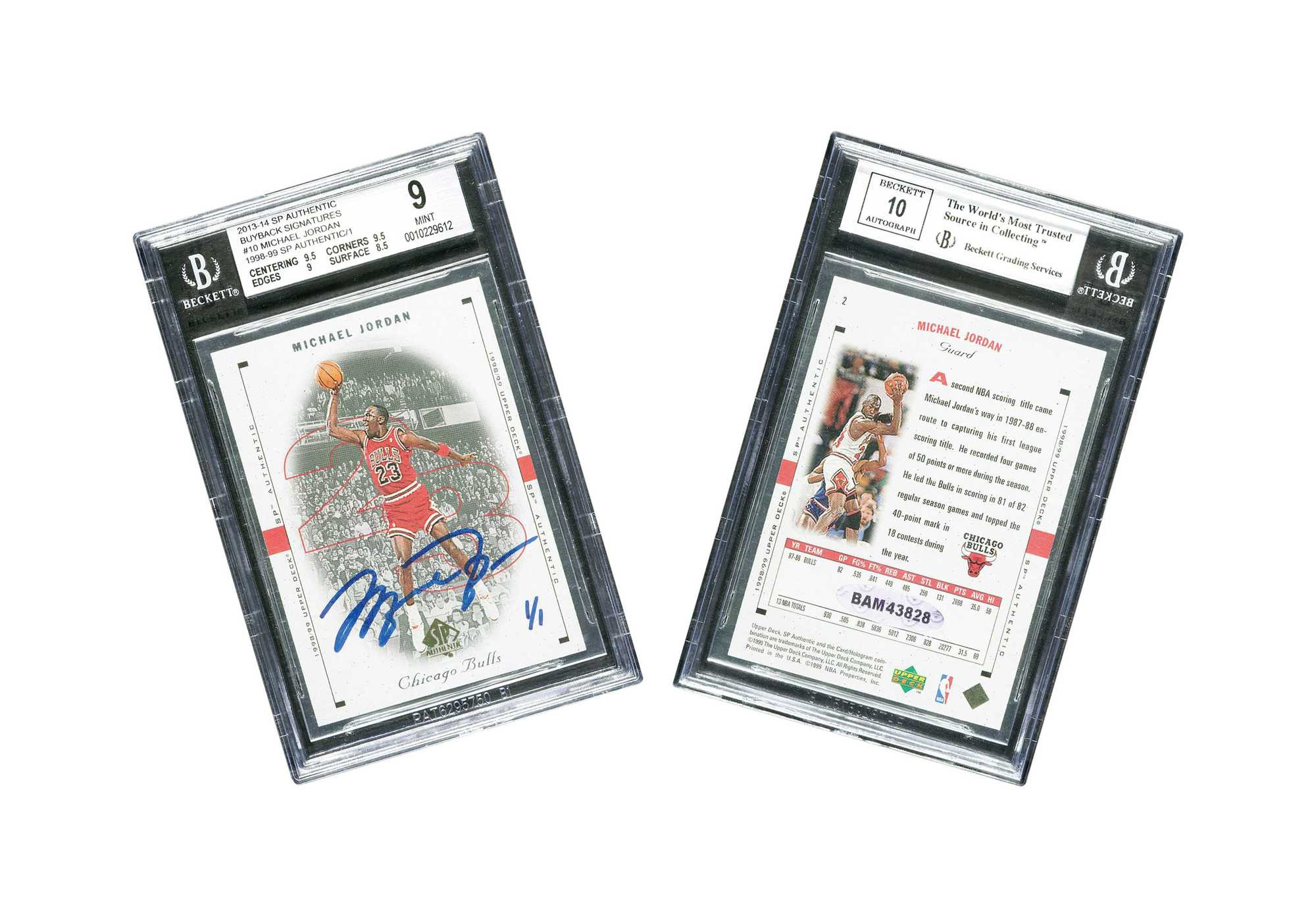 2013-14 Upper Deck Authentic Buyback Signatures 1998-99 SP Authentic Michael Jordan 1/1 BGS 9/10