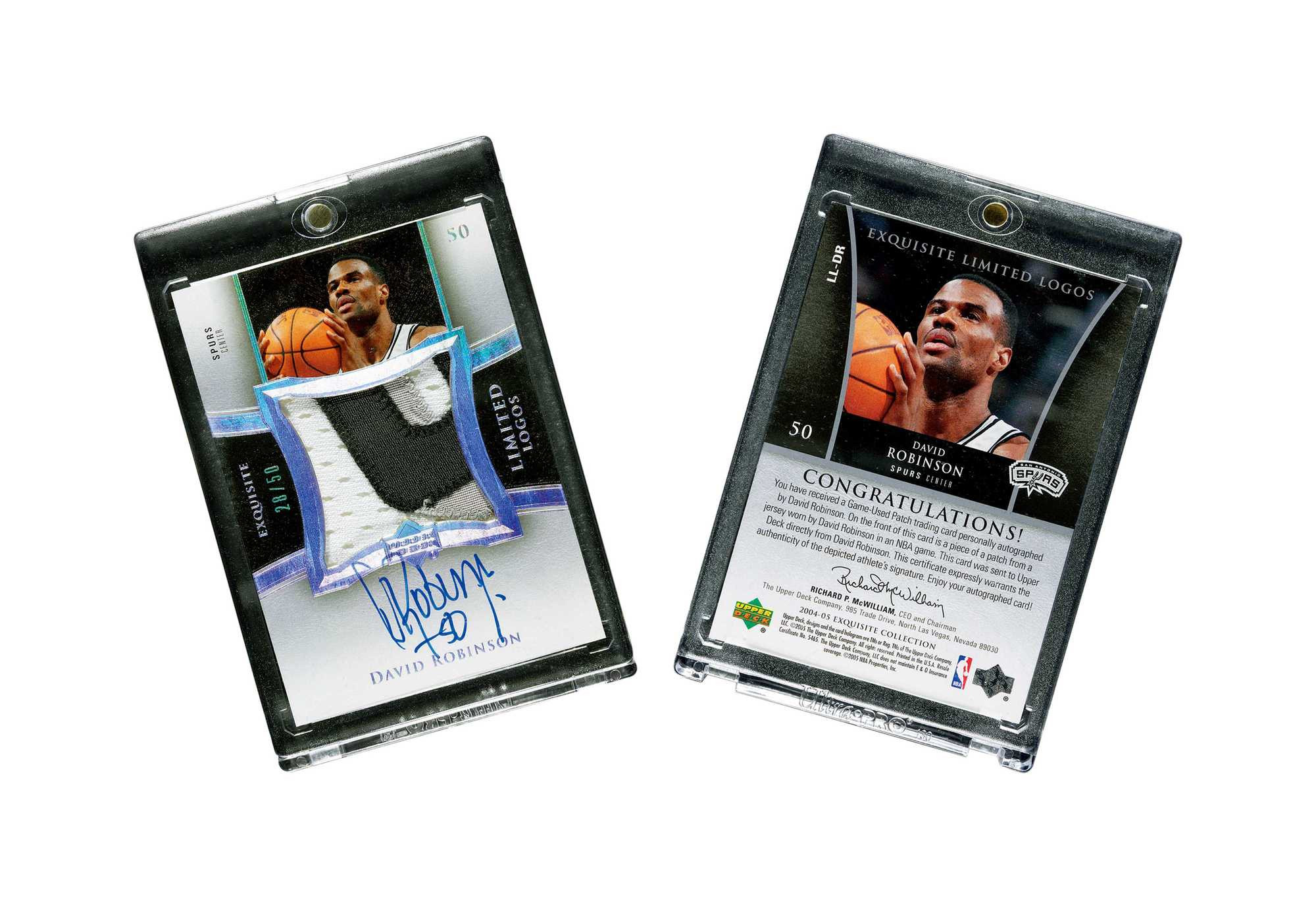 2004-05 Upper Deck Exquisite Collection Limited Logos David Robinson Patch Autograph 28/50