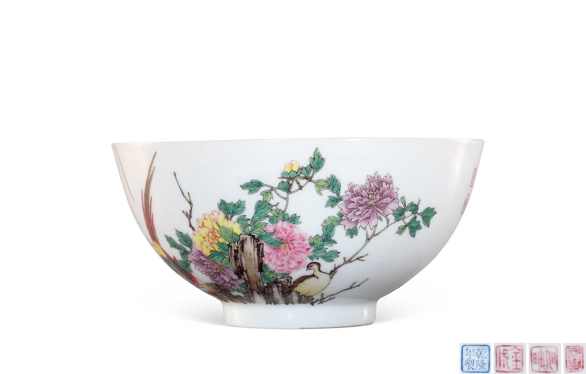 AN IMPORTANT AND RARE FALANGCAI‘POEM AND FLORAL’BOWL