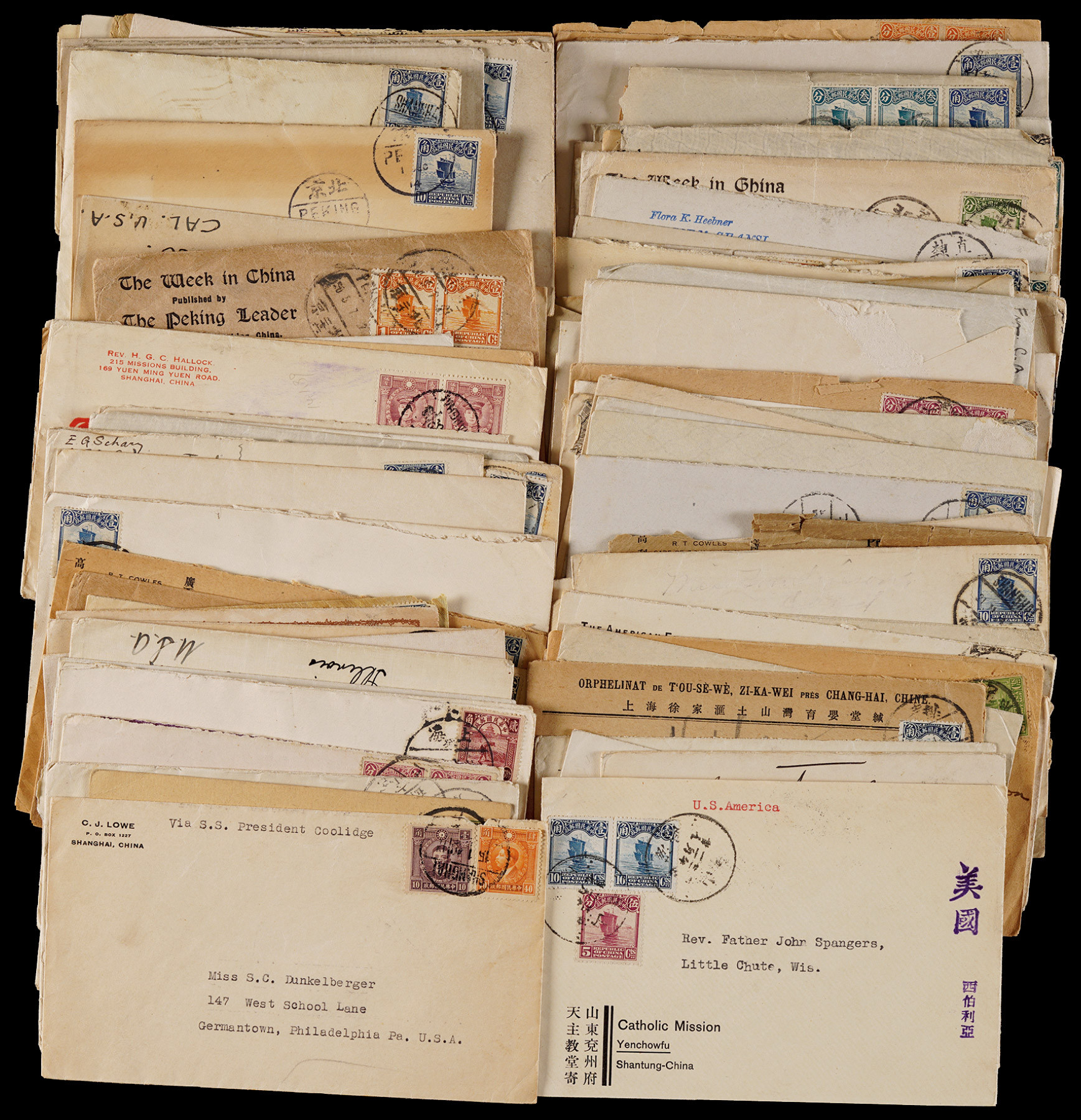 民国贴帆船邮票实寄封一批约96件