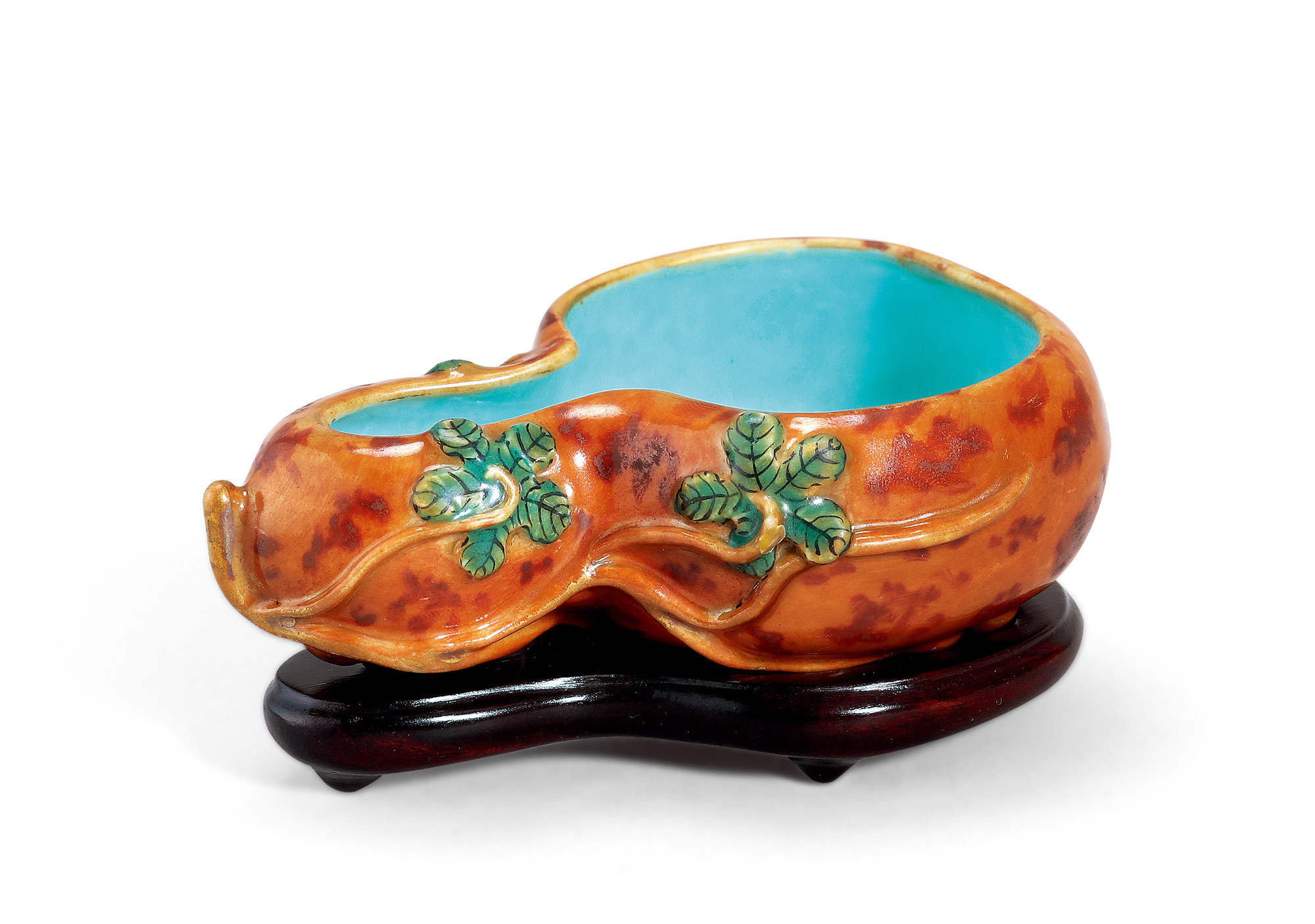 A RARE Enameled Brushwasher in the Shaped of a Double Gourd