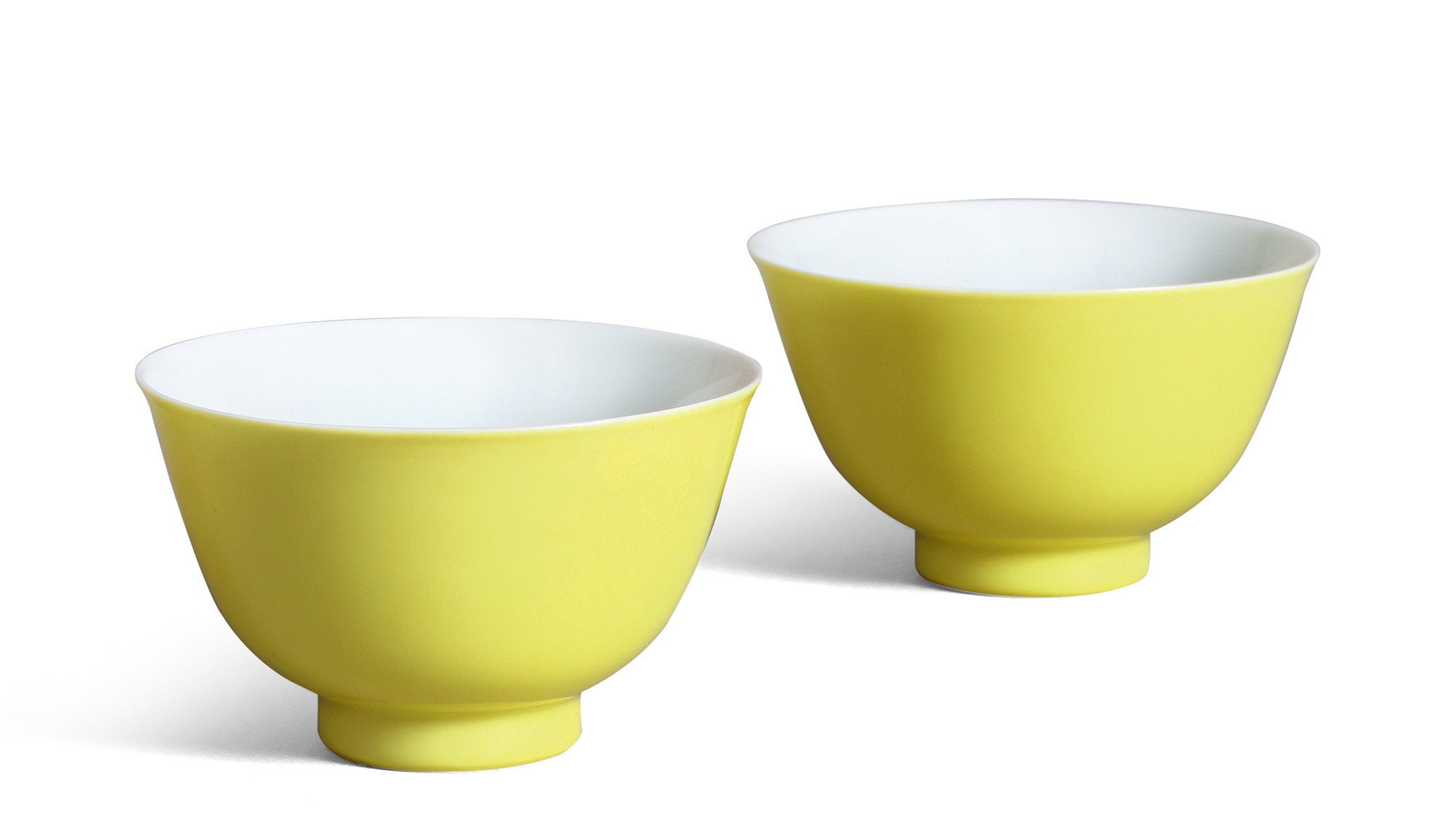 A VERY RARE Pair of LEMON-Yellow GLAZED Cups