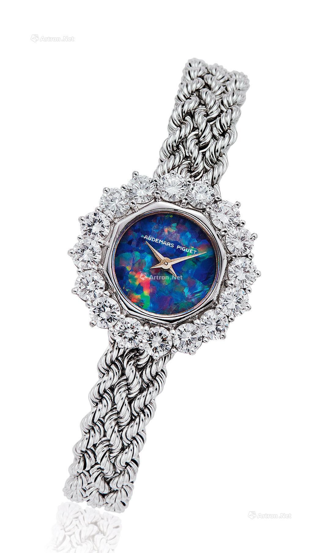 AUDEMARS PIGUET A LADY’S WHITE GOLD AND DIAMOND-SET MANUALLY-WOUND WRISTWATCH WITH OPAL DIAL