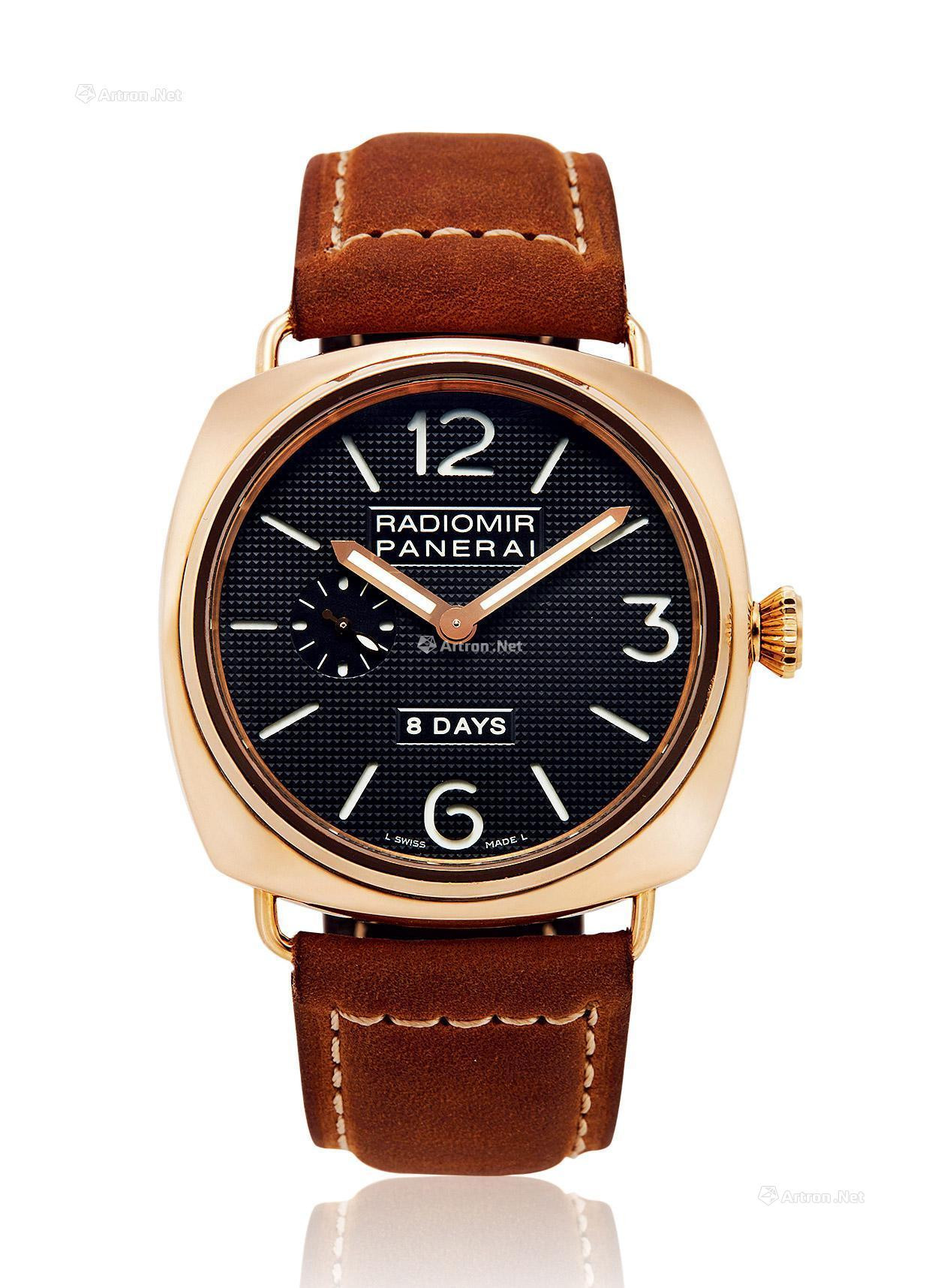 PANERAI A YELLOW GOLD MANUALLY-WOUND WRISTWATCH WITH 8 DAYS POWER-RESERVE INDICATION