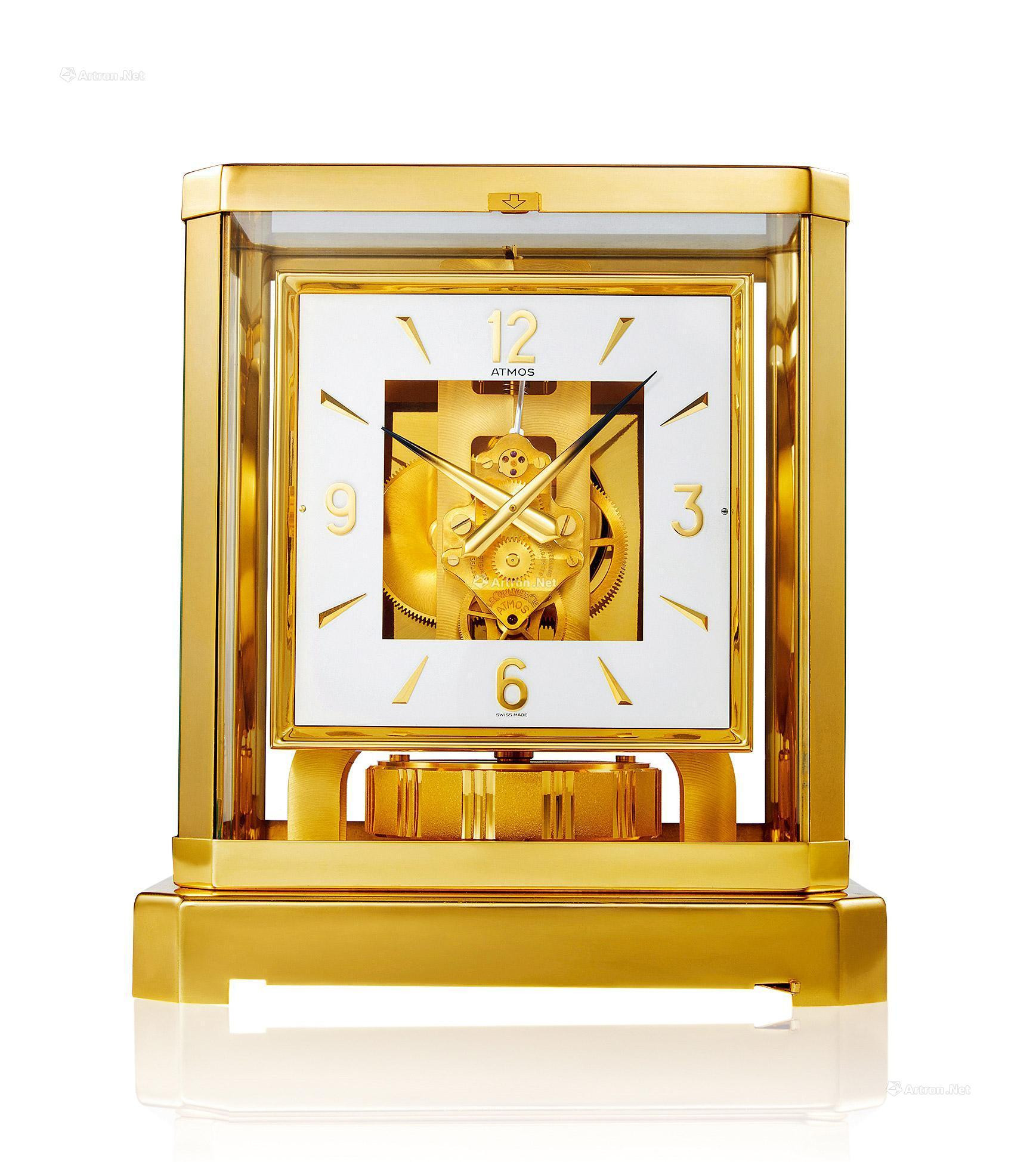 JAEGER-LECOULTRE A FINE CLASSIC GILT BRONZE ATMOS CLOCK WITH SKELETONISED DIAL