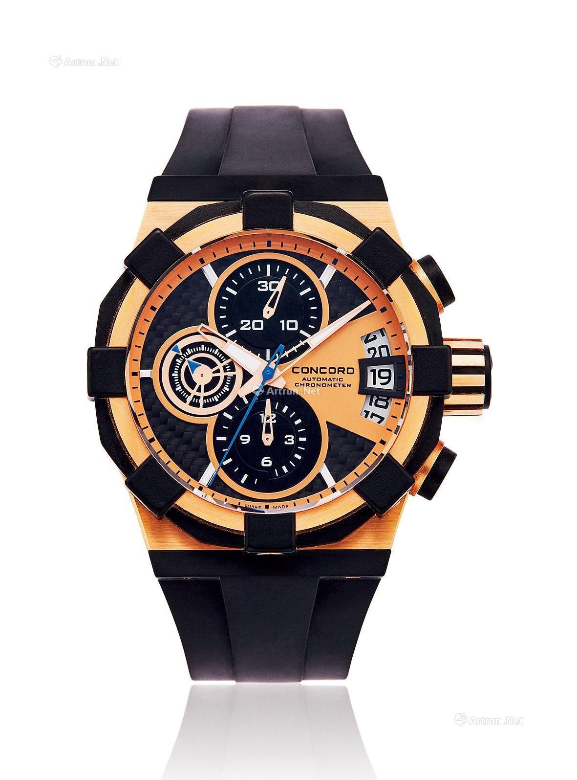 CONCORD A YELLOW GOLD CHRONOGRAPH AUTOMATIC WRISTWATCH WITH DATE INDICATION