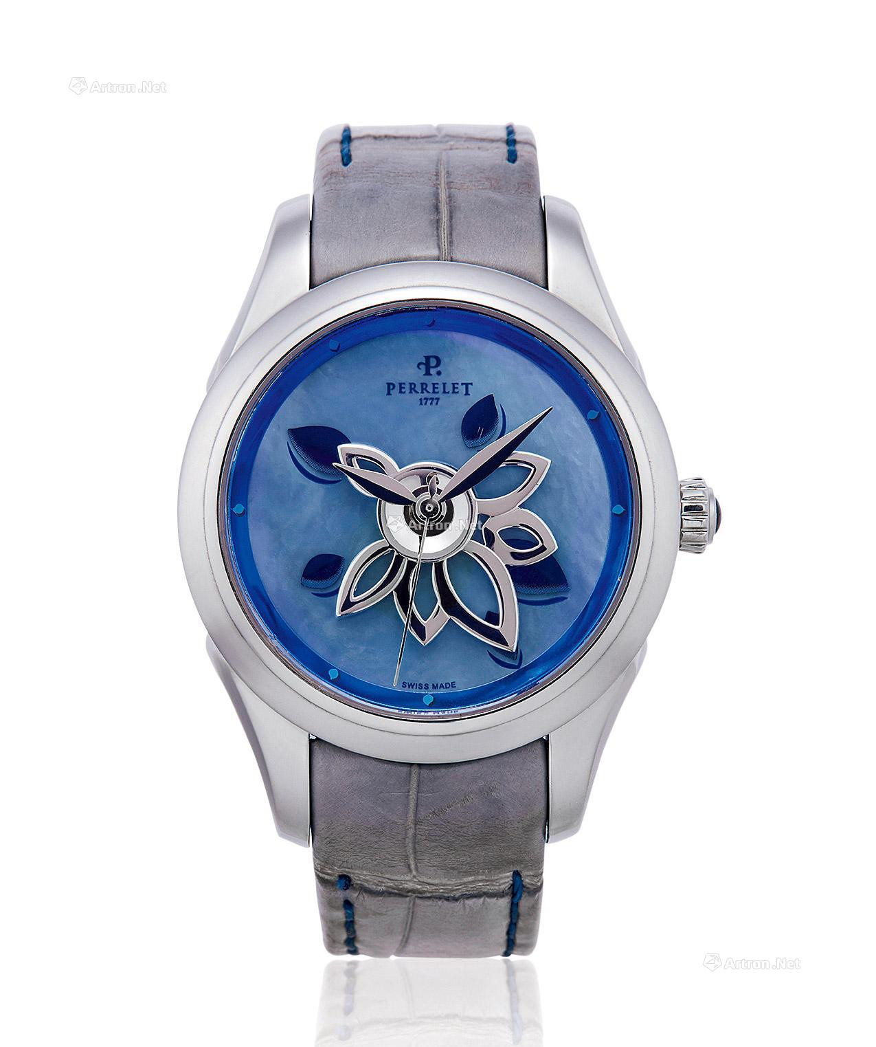 PERRELET A STAINLESS STEEL AUTOMATIC WRISTWATCH WITH MOTHER-OF-PEARL DIAL