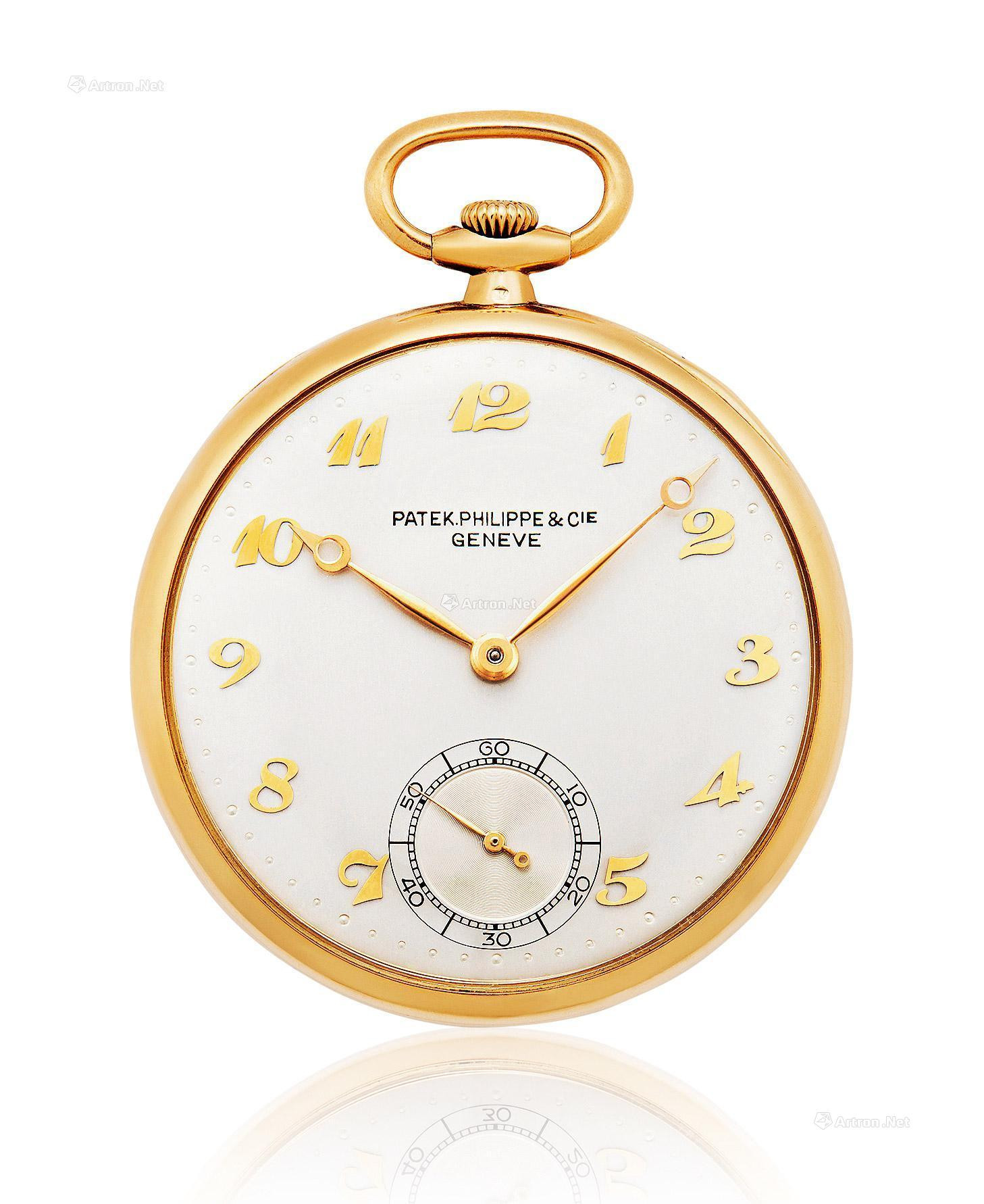 PATEK PHILIPPE A YELLOW GOLD OPEN-FACED MANUALLY-WOUND POCKET WATCH
