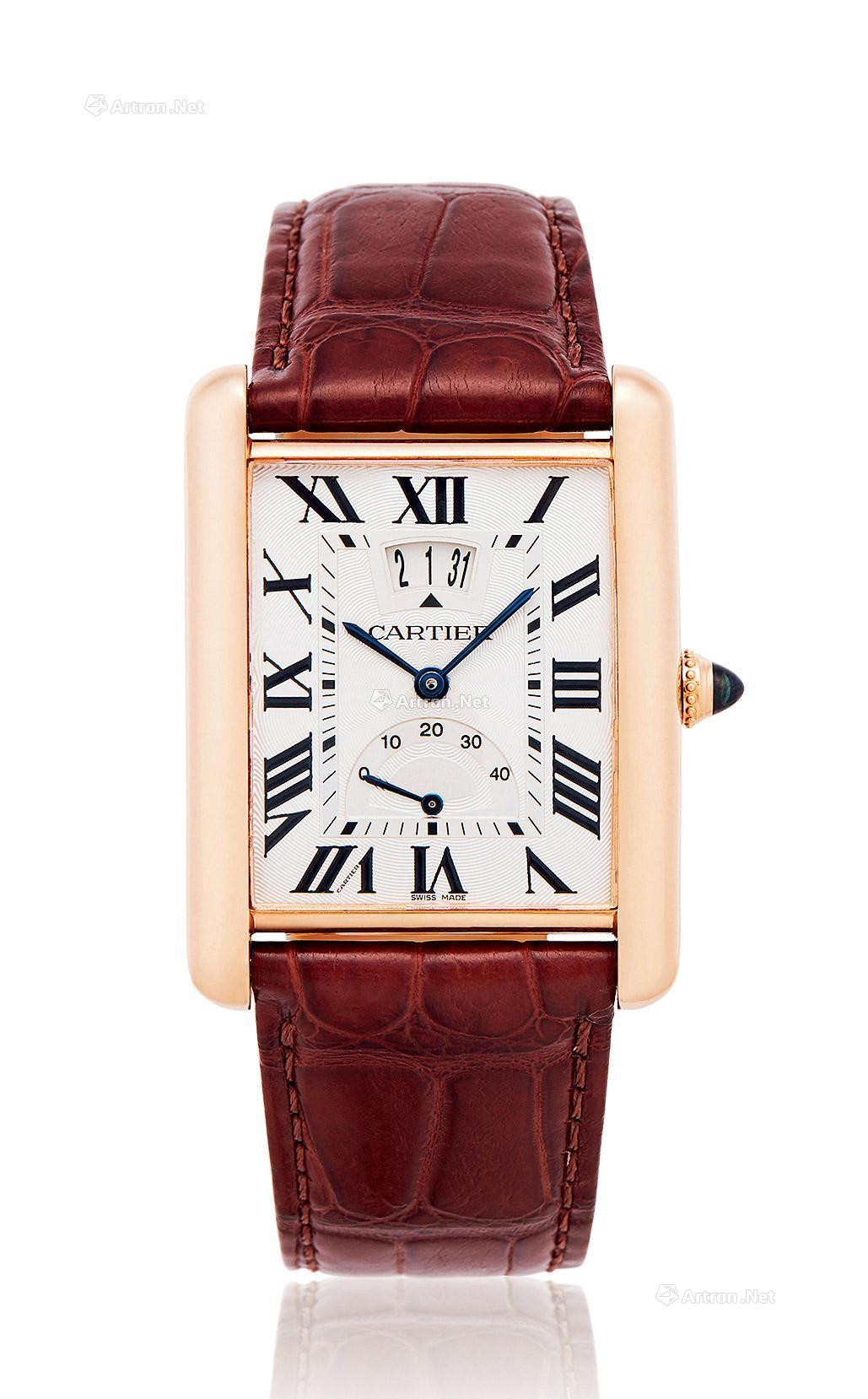 CARTIER A ROSE GOLD MANUALLY-WOUND WRISTWATCH WITH DATE AND POWER-RESERVE INDICATION